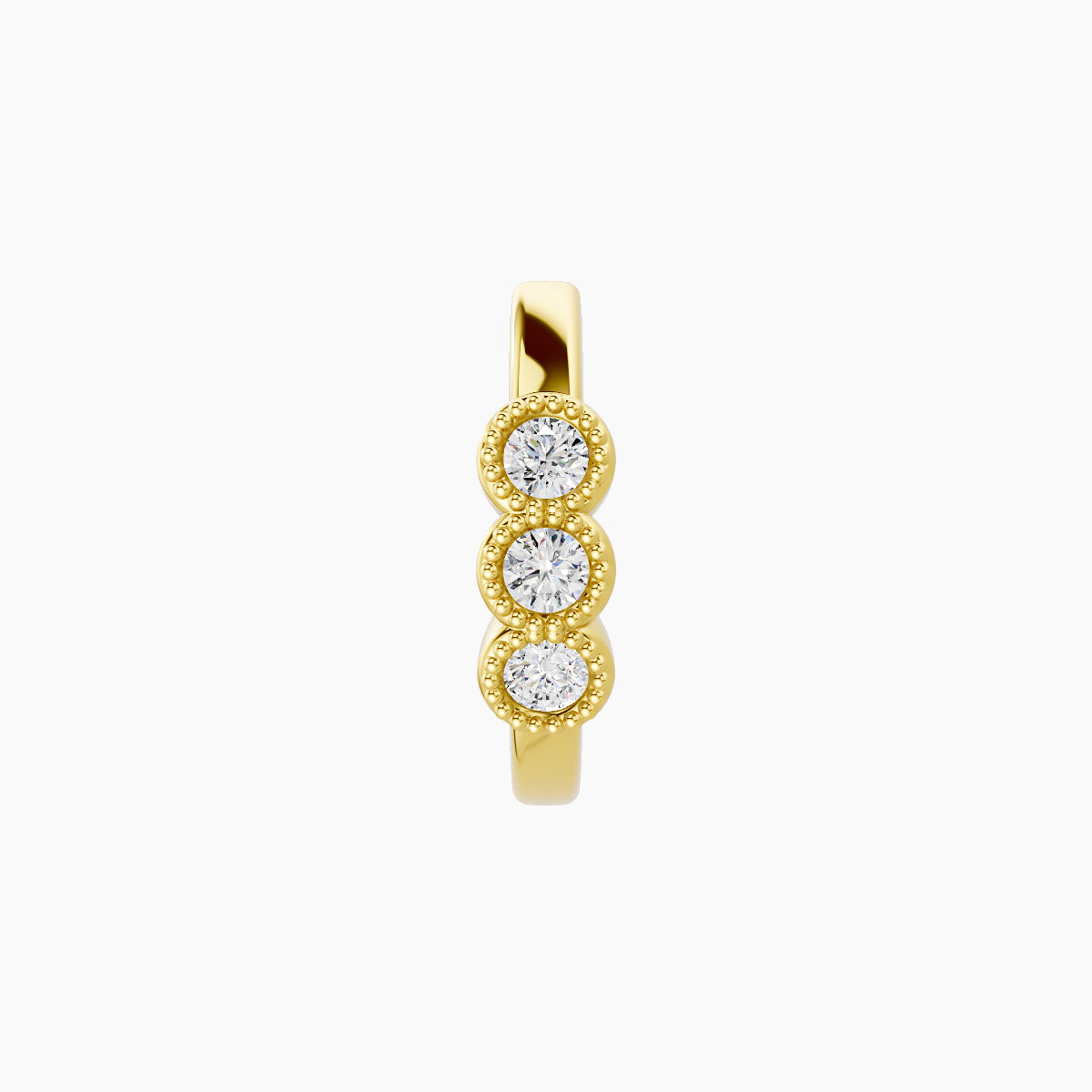 Irene | 18k Yellow Gold 8 mm Trilogy Diamond Nose Ring Piercing