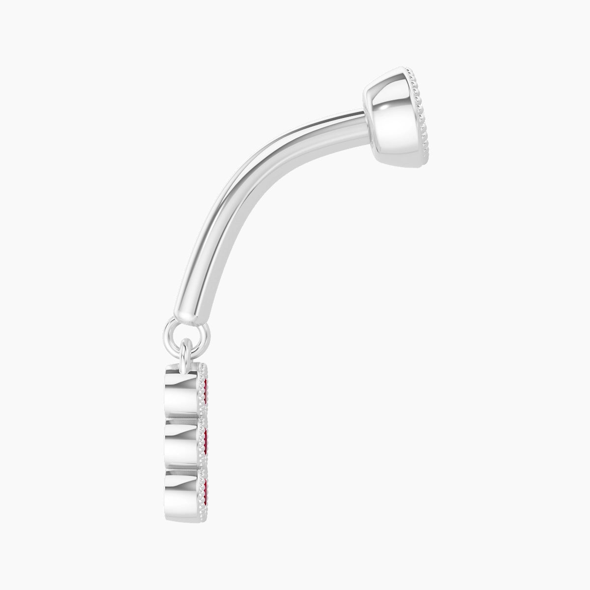 Irene | 18k White Gold 8 mm Trilogy Ruby & Diamond Rook Piercing