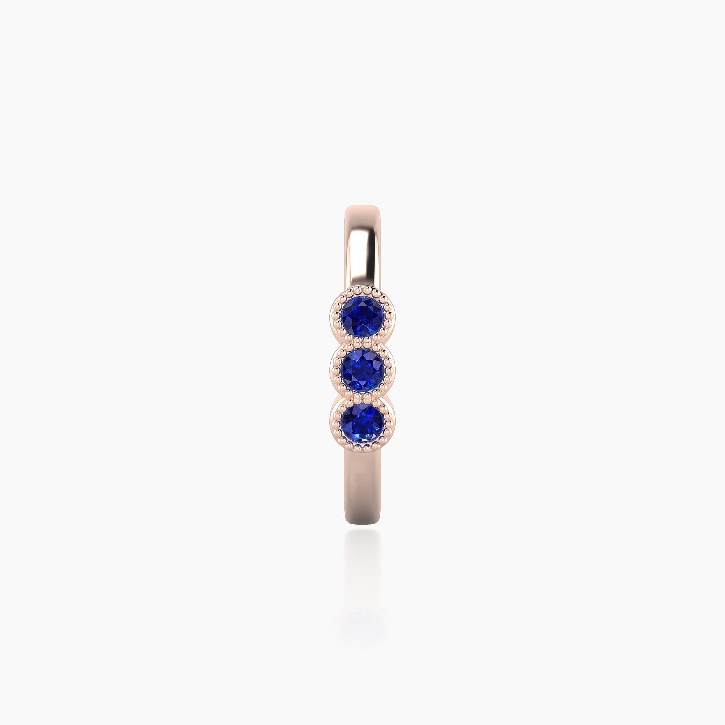 Irene | 18k Rose Gold 9.5 mm Trilogy Sapphire Hoop Piercing