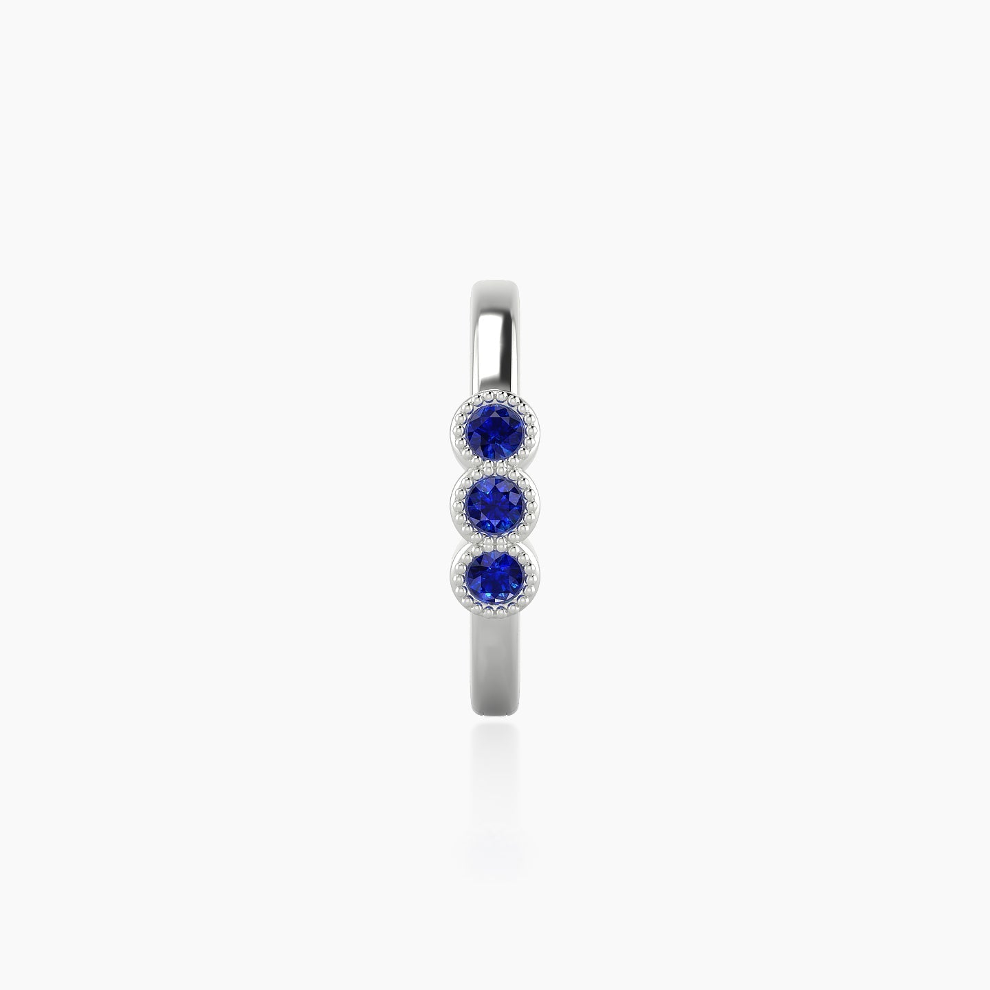 Irene | 18k White Gold 9.5 mm Trilogy Sapphire Hoop Piercing