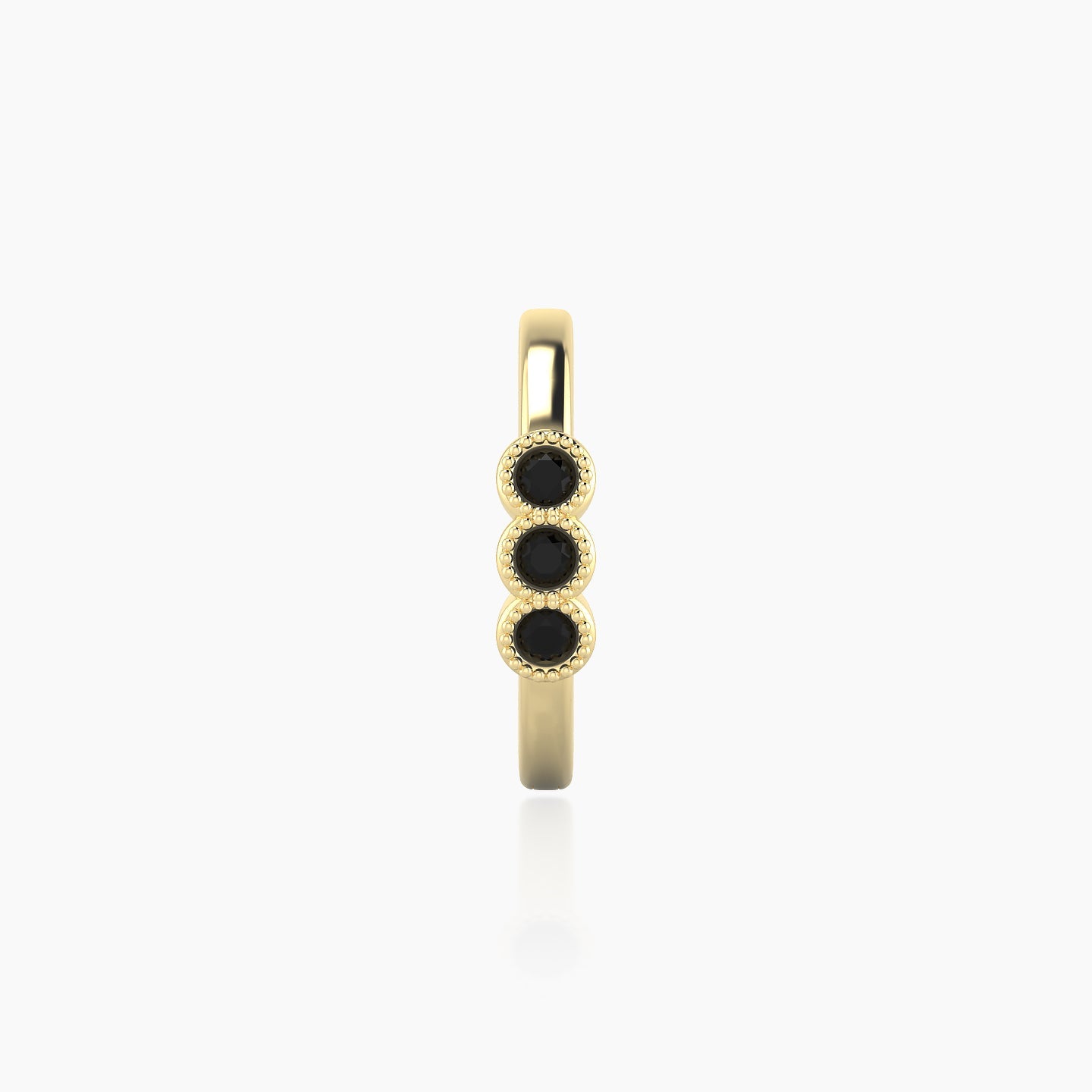 Irene | 18k Yellow Gold 9.5 mm Trilogy Black Diamond Hoop Piercing