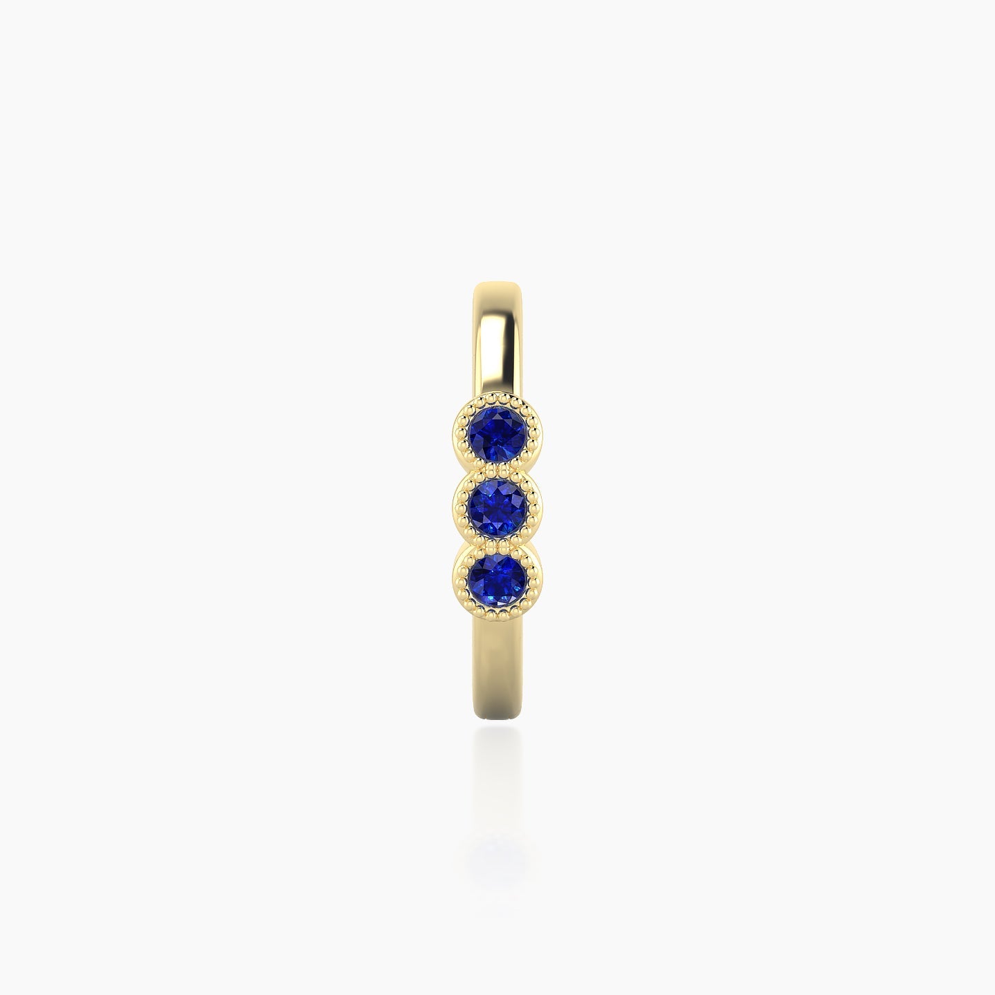 Irene | 18k Yellow Gold 9.5 mm Trilogy Sapphire Hoop Piercing