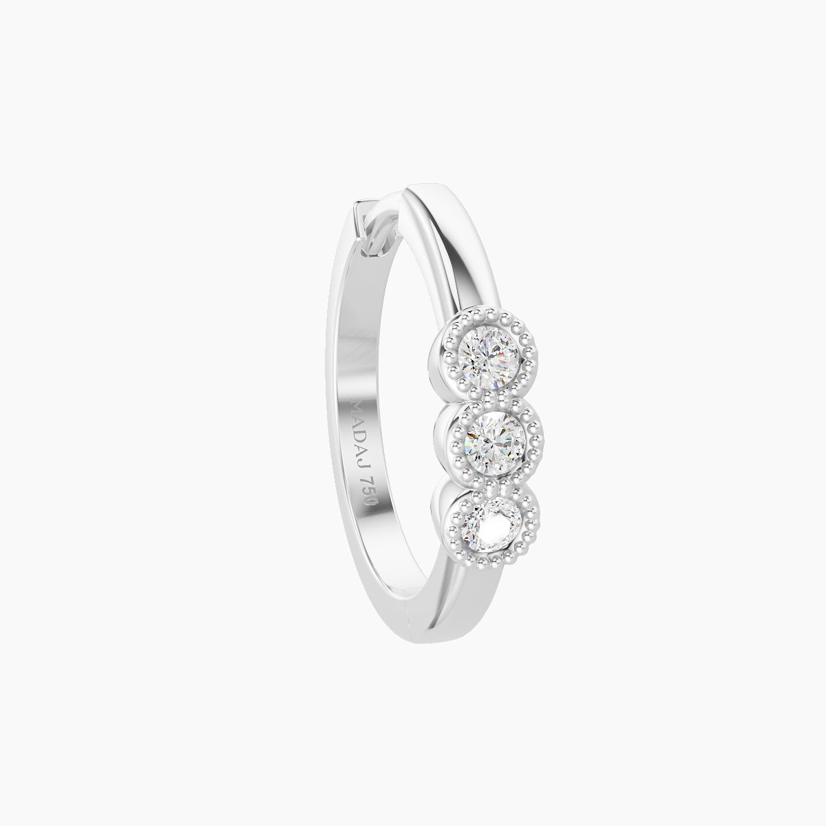 Irene | 18k White Gold 9.5 mm Trilogy Diamond Nose Ring Piercing