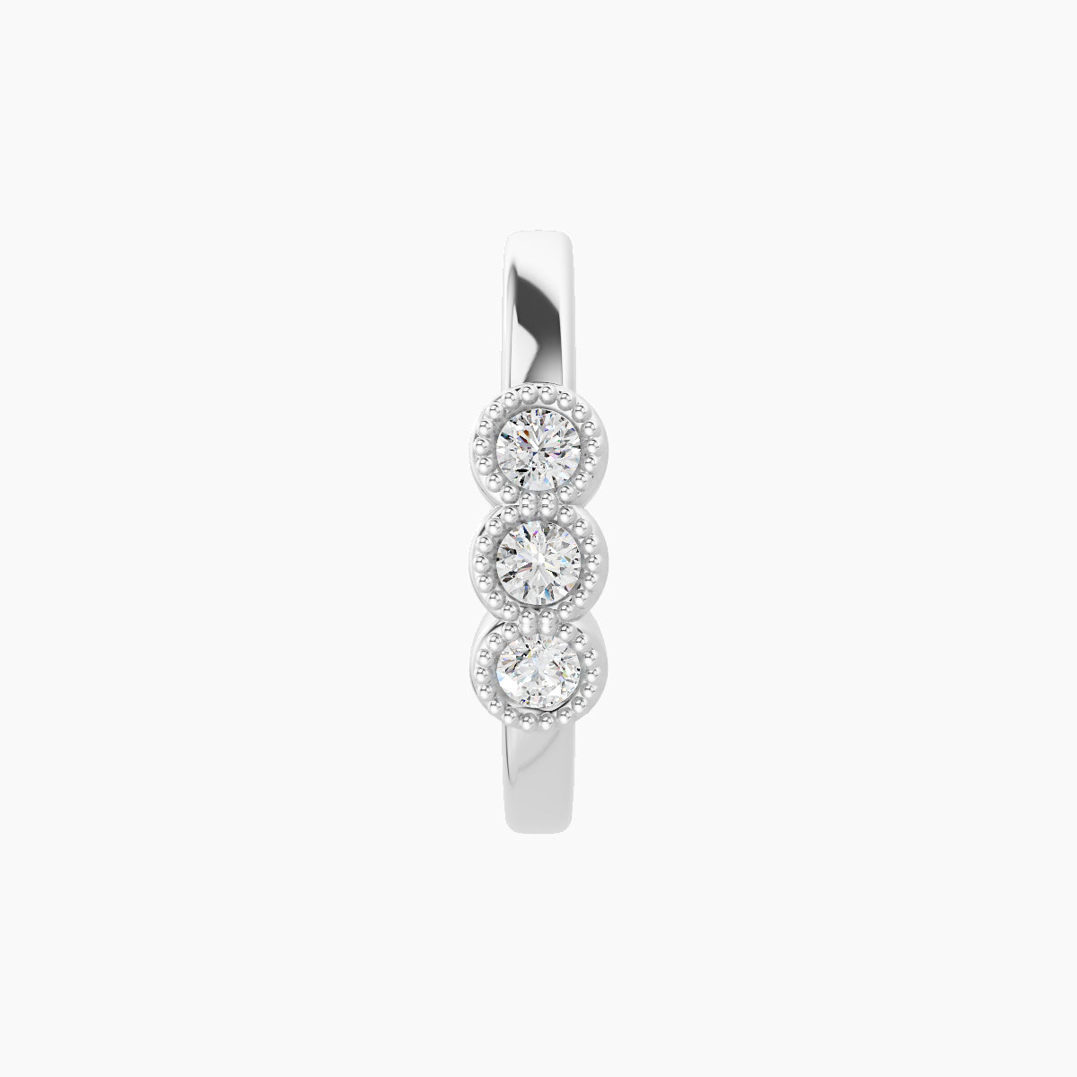 Irene | 18k White Gold 9.5 mm Trilogy Diamond Nose Ring Piercing