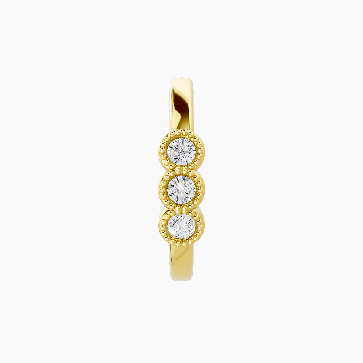Irene | 18k Yellow Gold 9.5 mm Trilogy Diamond Nose Ring Piercing
