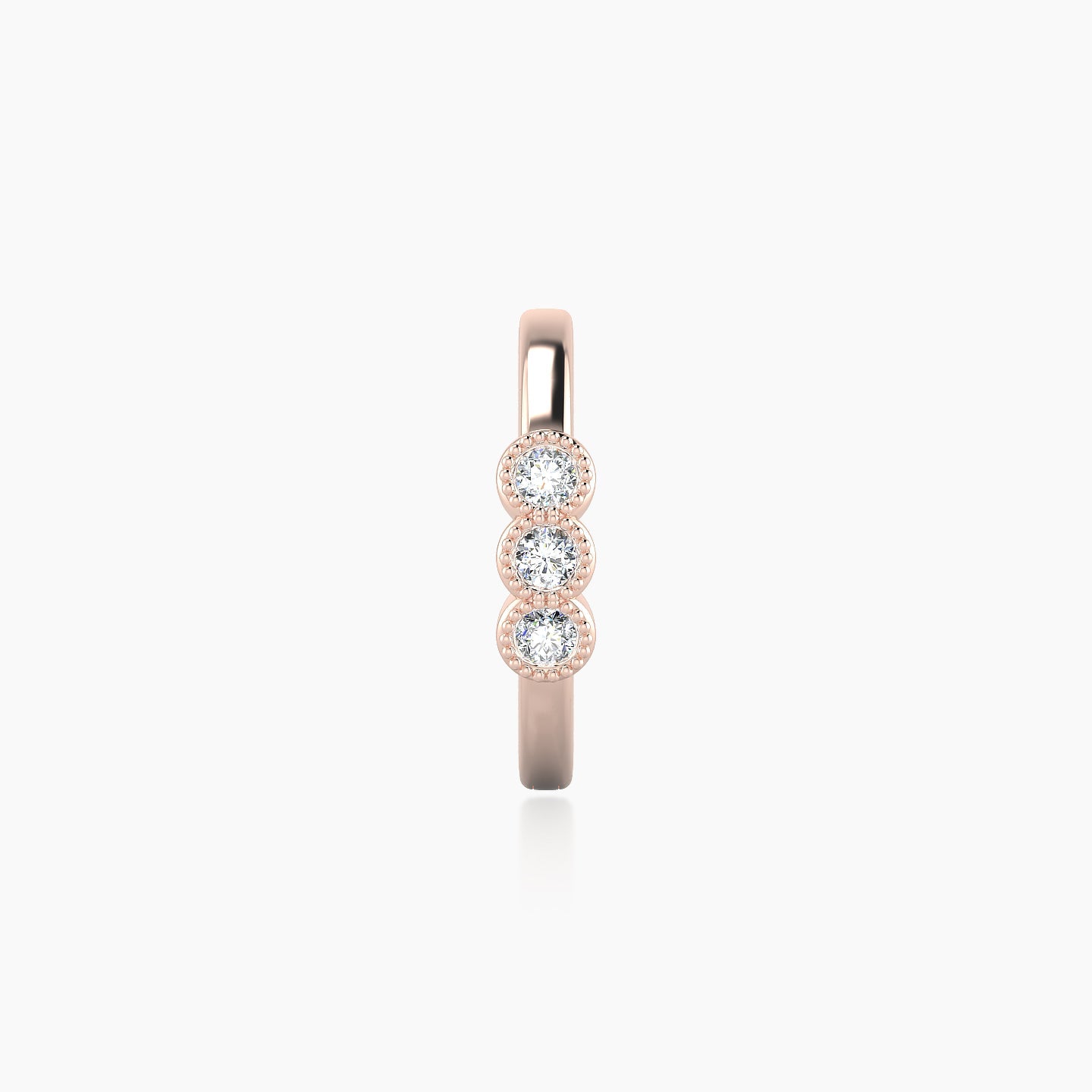 Irene | 18k Rose Gold 9.5 mm Trilogy Diamond Nose Ring Piercing