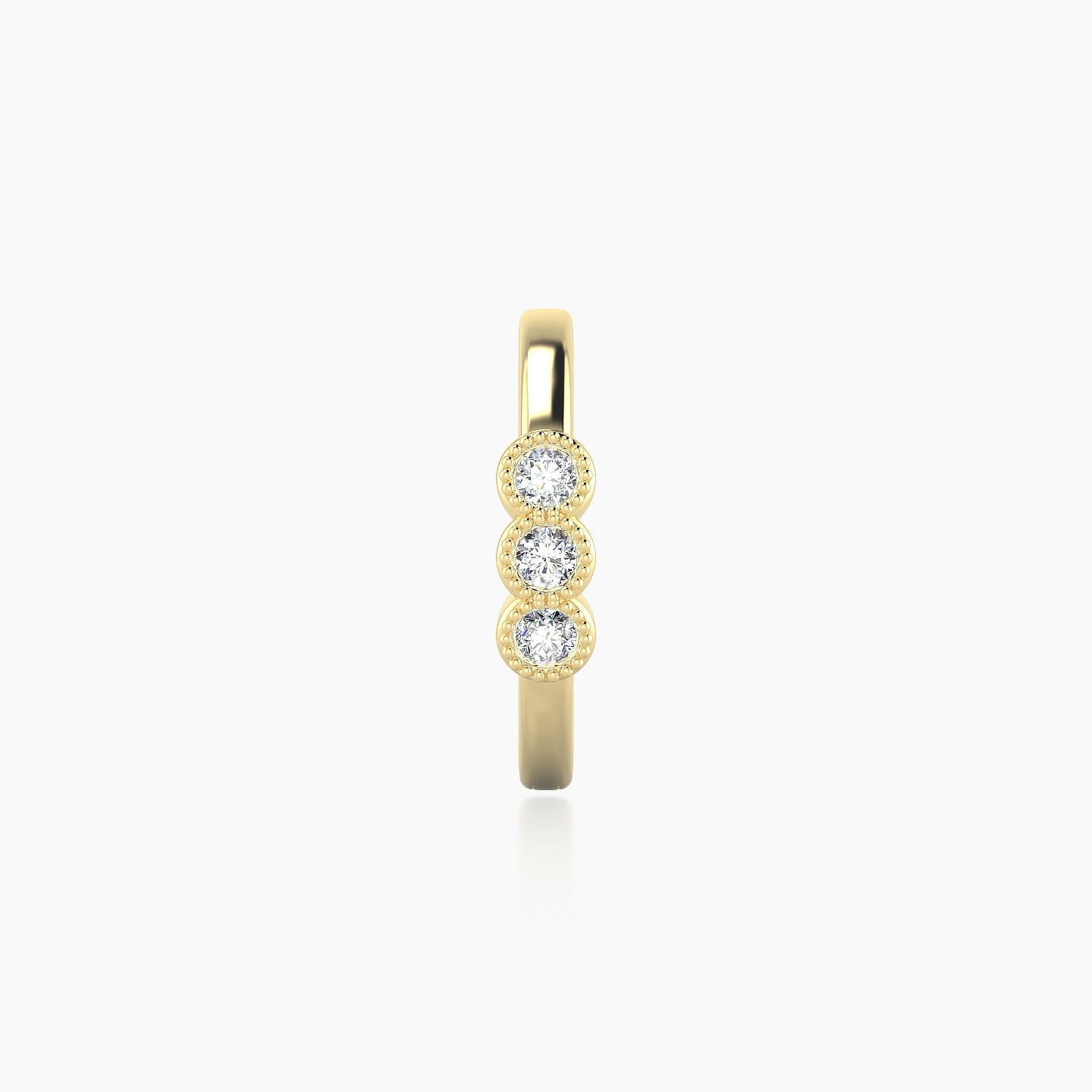 Irene | 18k Yellow Gold 9.5 mm Trilogy Diamond Nose Ring Piercing