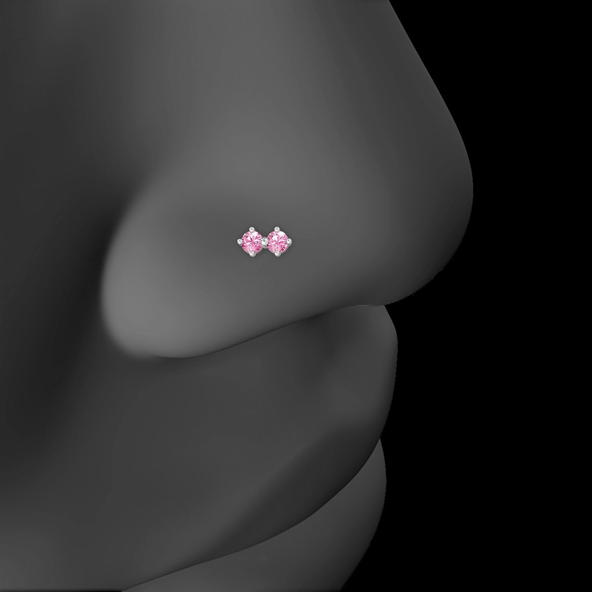 Isis | 18k White Gold 6.5 mm 5.5 mm Pink Sapphire Nose Piercing