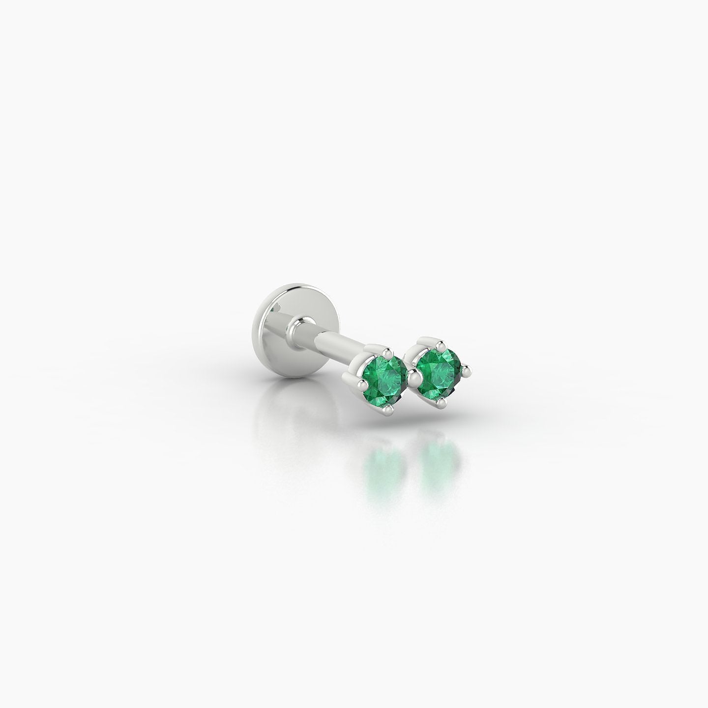 Isis | 18k White Gold 6.5 mm 5.5 mm Emerald Nostril Piercing