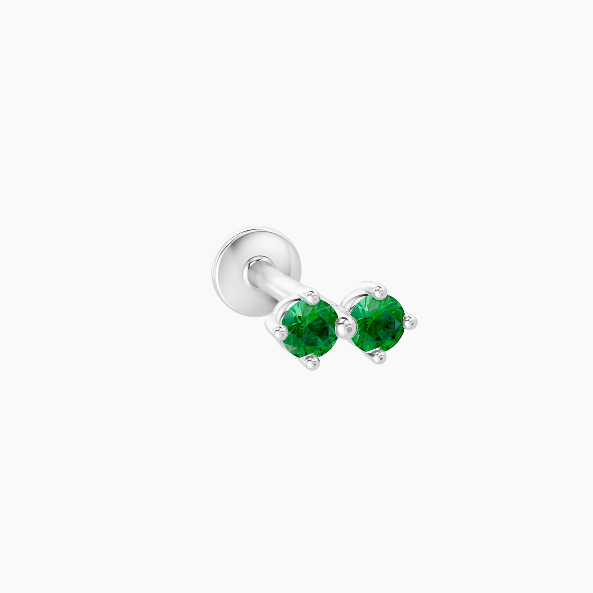 Isis | 18k White Gold 8 mm 5 mm Emerald Nose Piercing