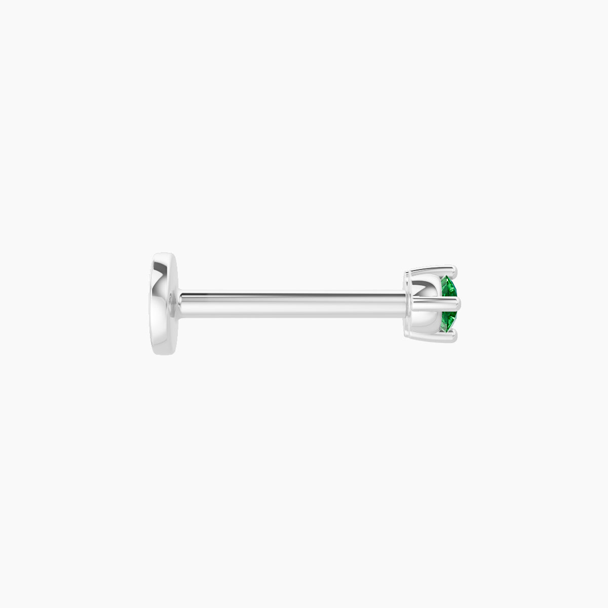 Isis | 18k White Gold 8 mm 5 mm Emerald Nose Piercing