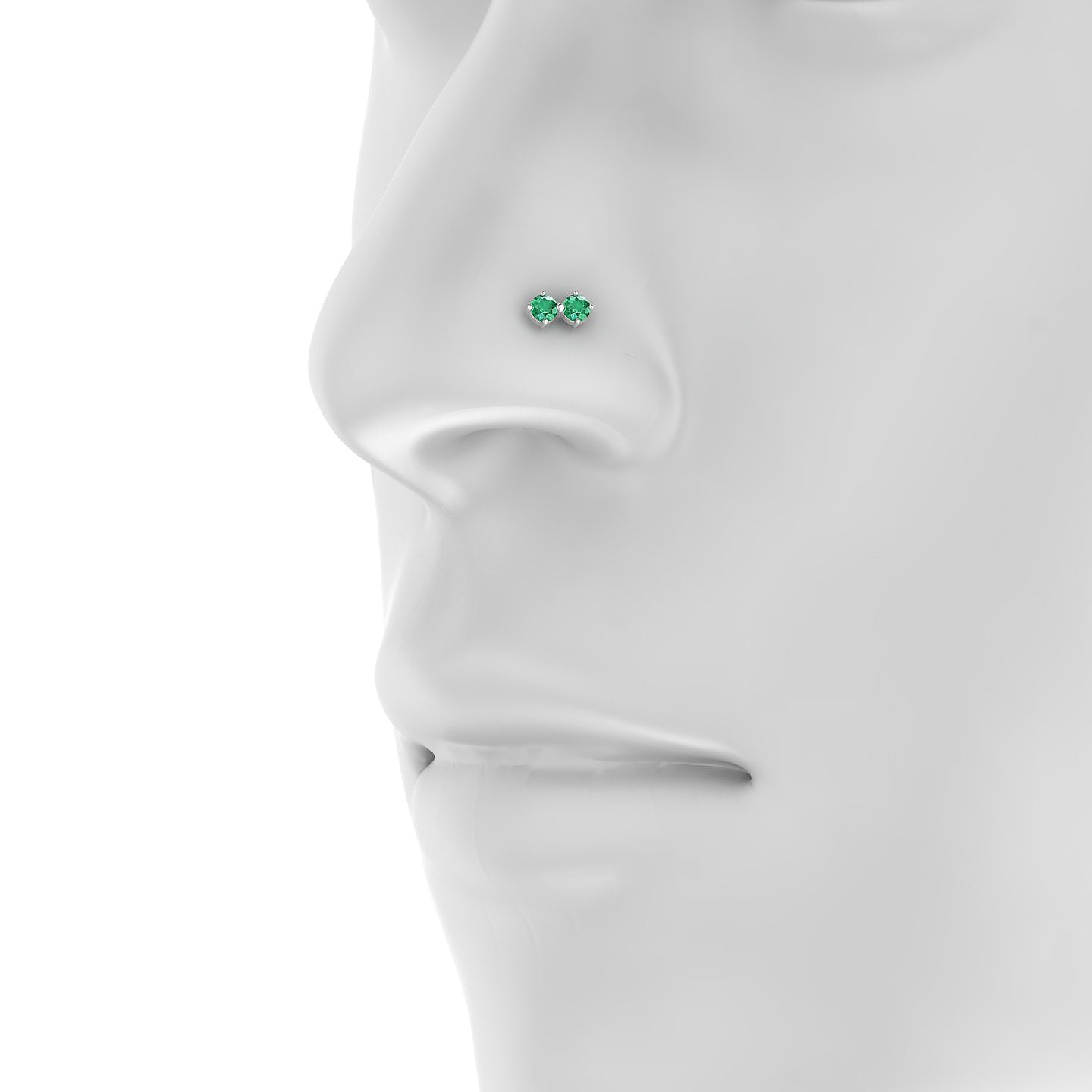 Isis | 18k White Gold 6.5 mm 7.5 mm Emerald Nostril Piercing