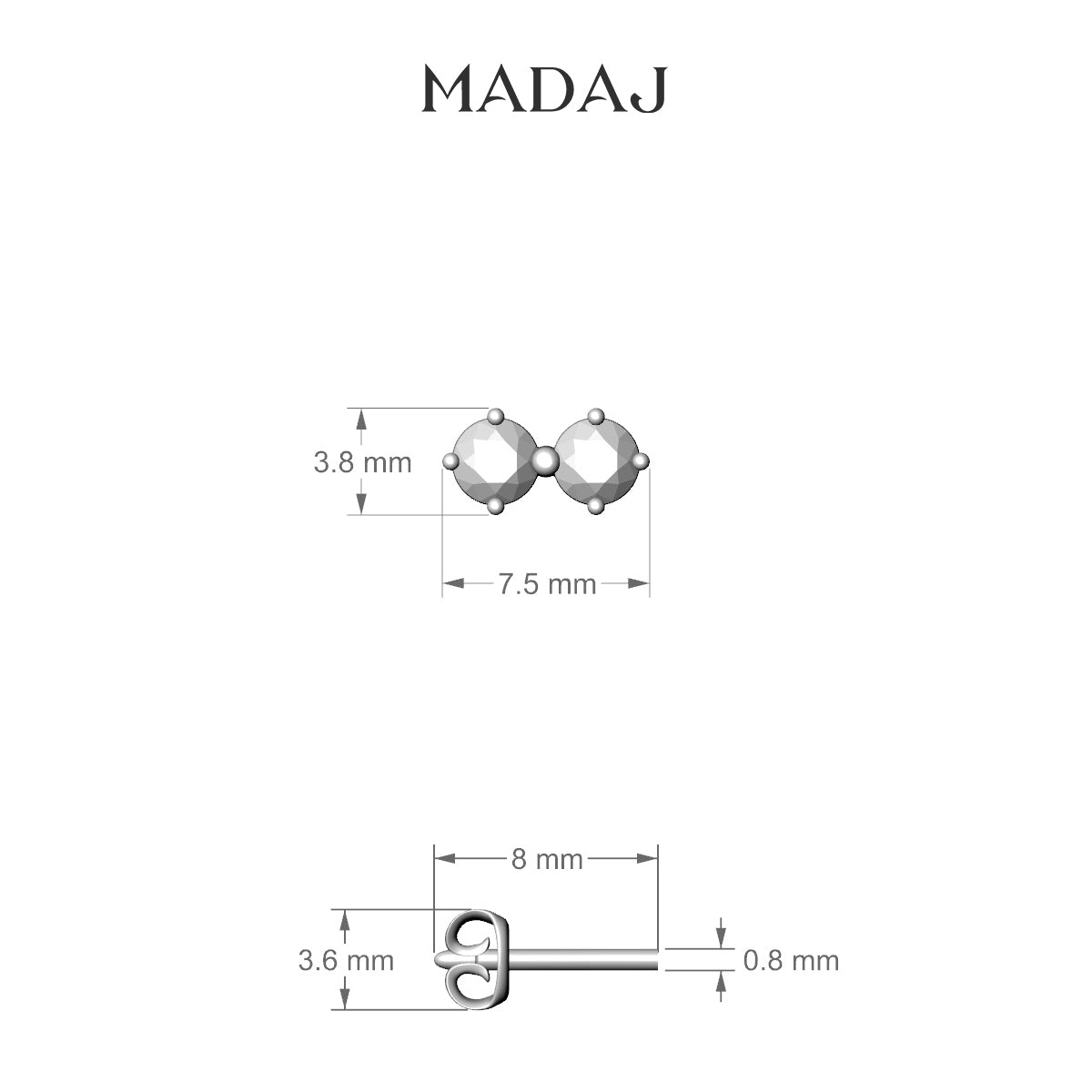 Isis | 18k White Gold 7.5 mm Diamond Earring
