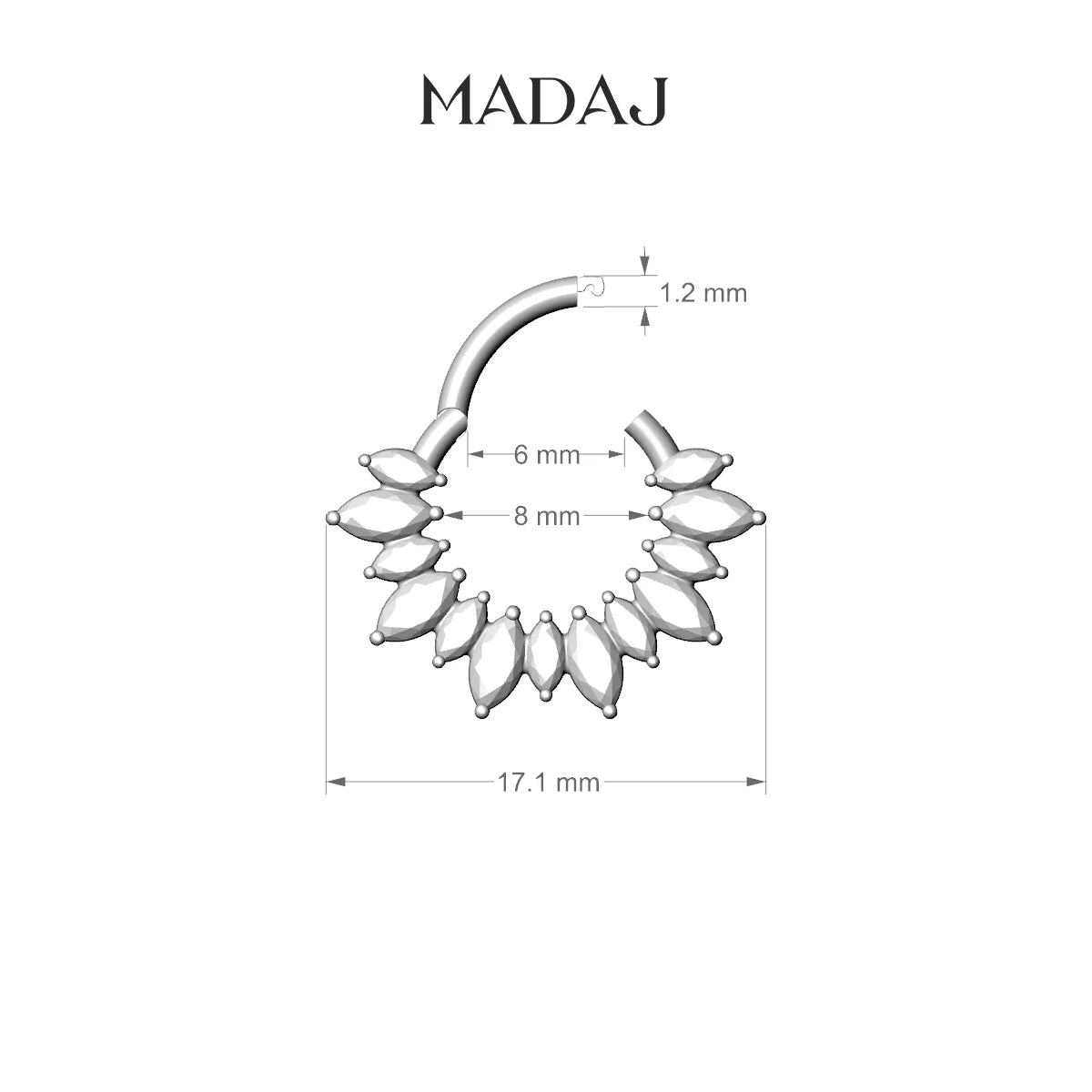 Joy | 18k White Gold 8 mm Diamond Daith Piercing