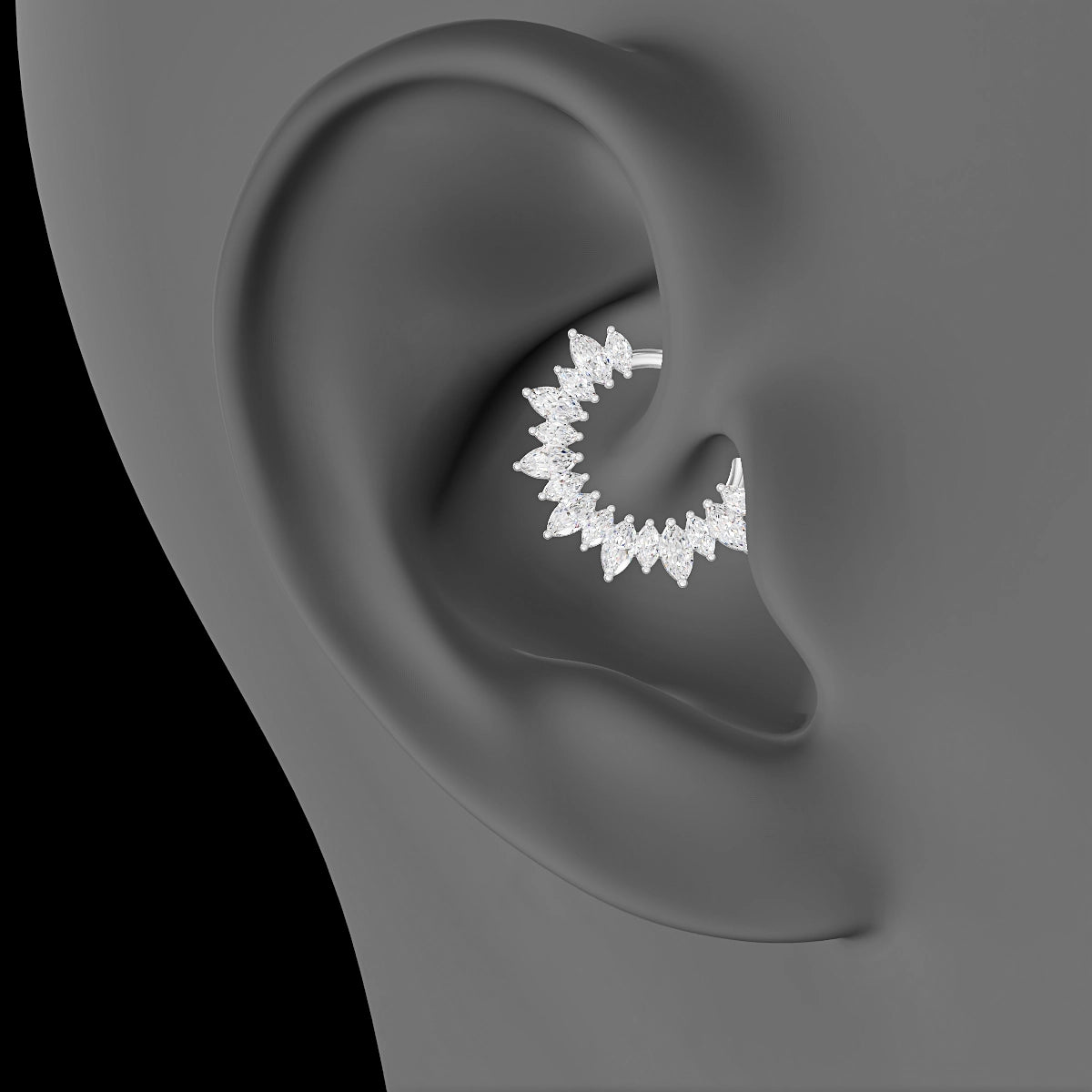 Joy | 18k White Gold 9.5 mm Diamond Daith Piercing