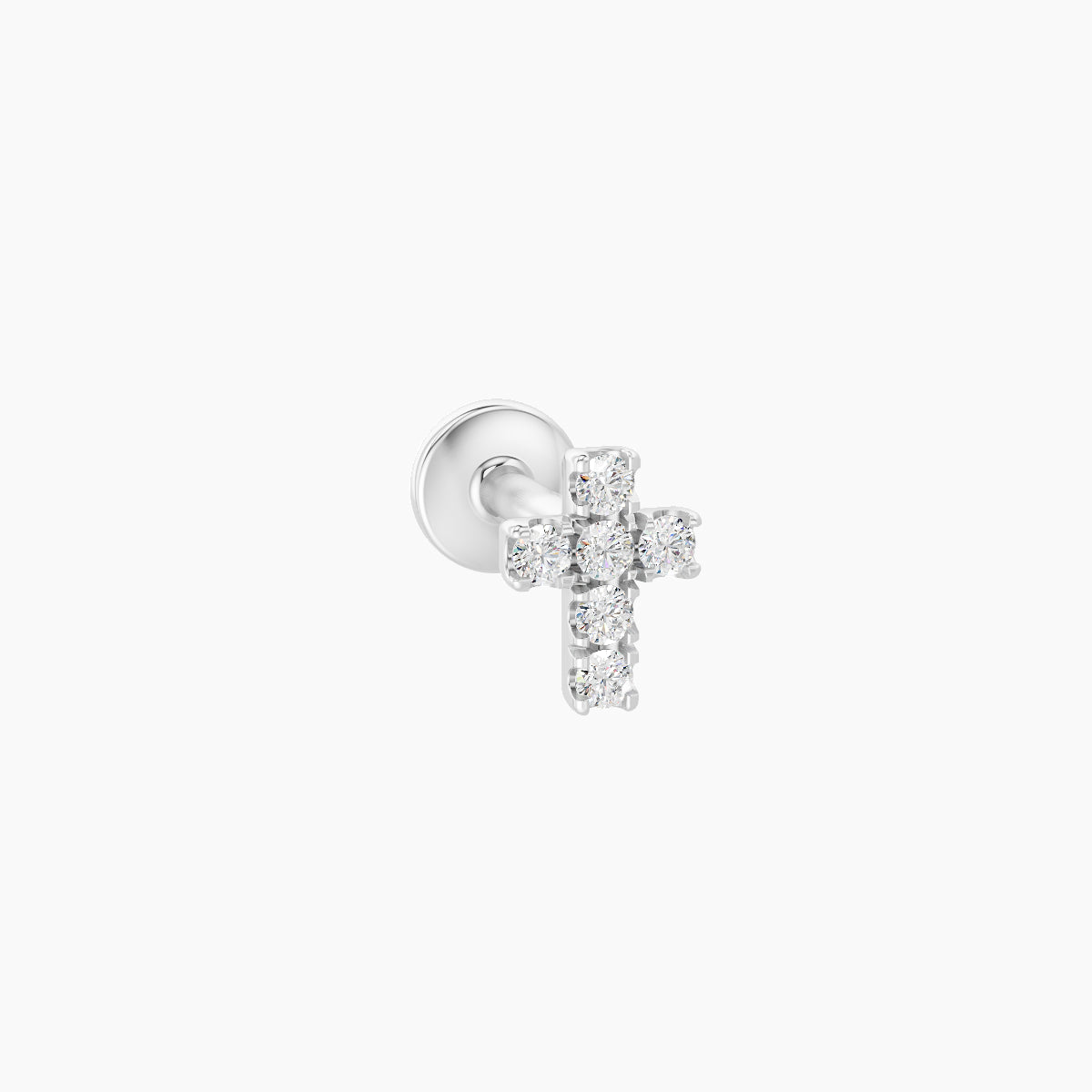 Junon | 18k White Gold 5 mm 5 mm Cross Diamond Nose Piercing