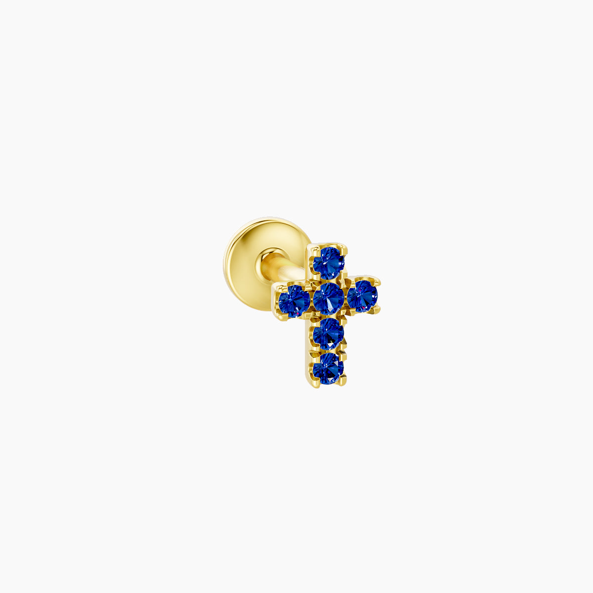 Junon | 18k Yellow Gold 5 mm 5 mm Cross Sapphire Nose Piercing