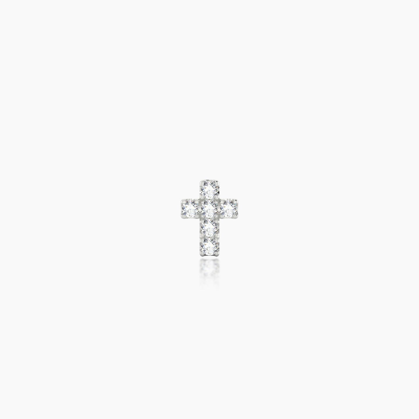 Junon | 18k White Gold 5 mm 5 mm Cross Diamond Nostril Piercing