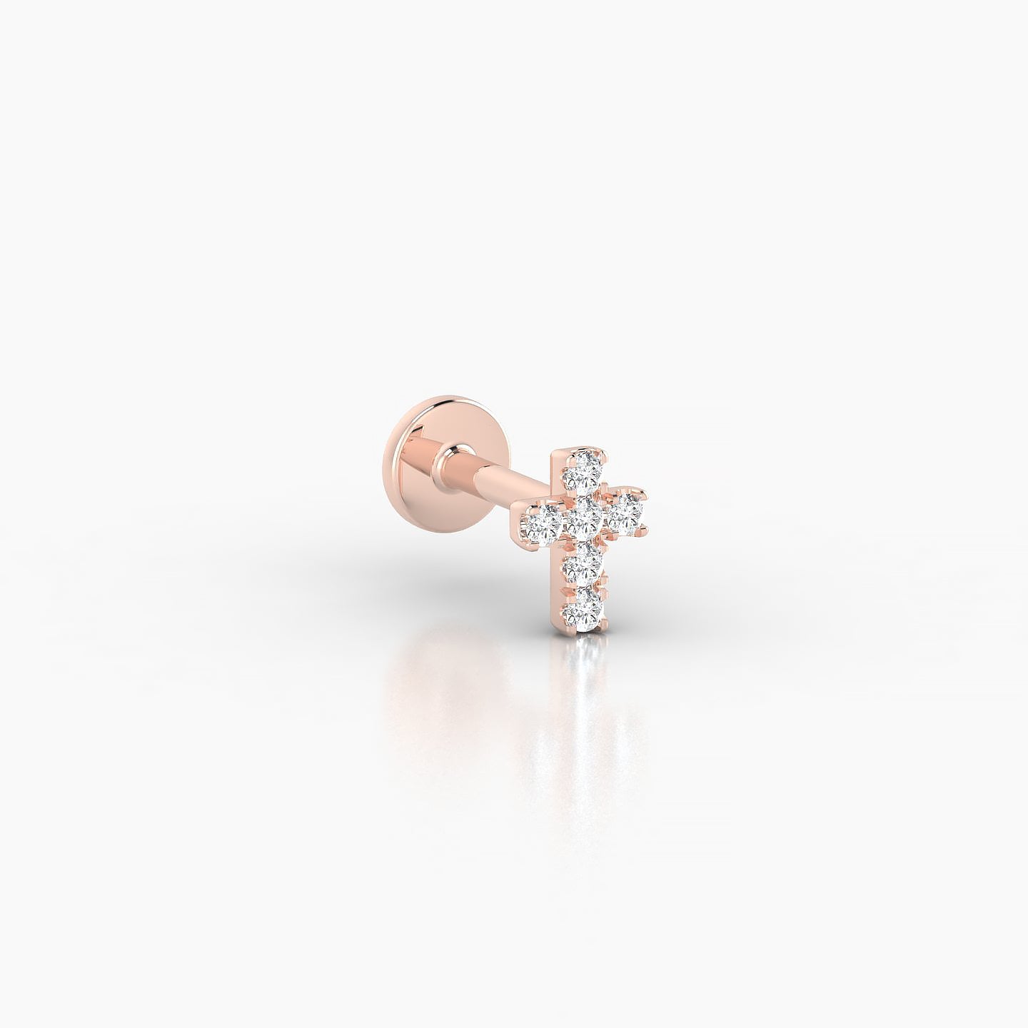 Junon | 18k Rose Gold 5 mm 5 mm Cross Diamond Nostril Piercing