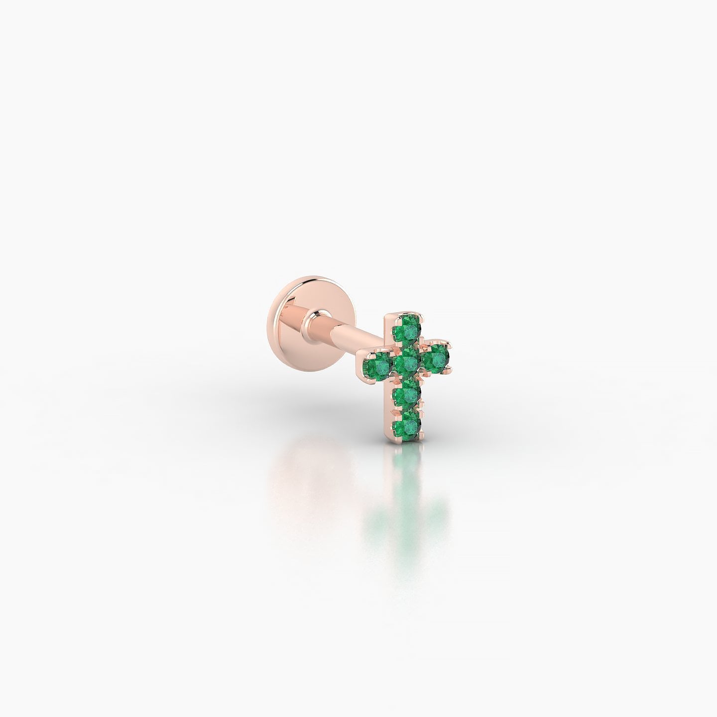 Junon | 18k Rose Gold 5 mm 5 mm Cross Emerald Nostril Piercing