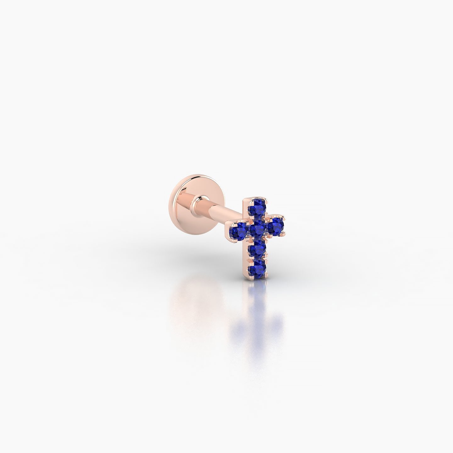 Junon | 18k Rose Gold 5 mm 5 mm Cross Sapphire Nostril Piercing