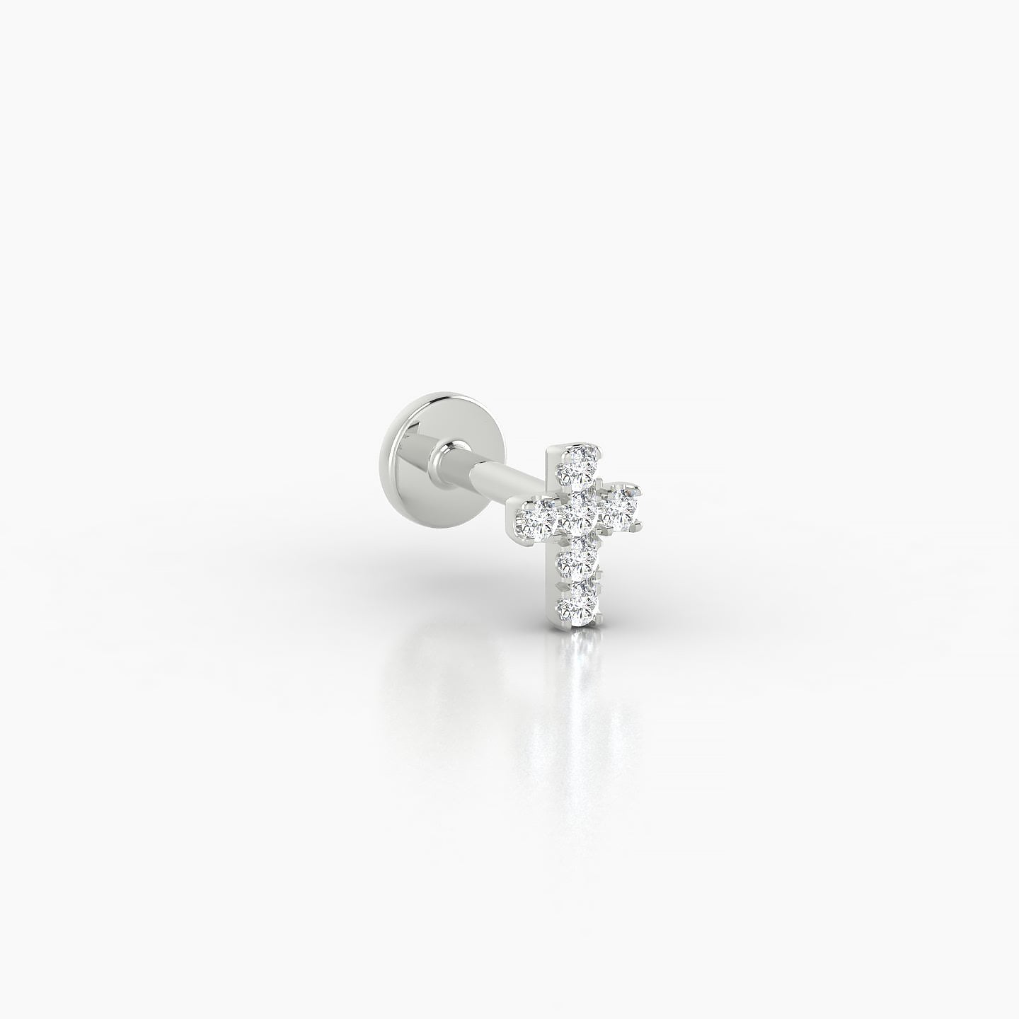 Junon | 18k White Gold 5 mm 5 mm Cross Diamond Nostril Piercing