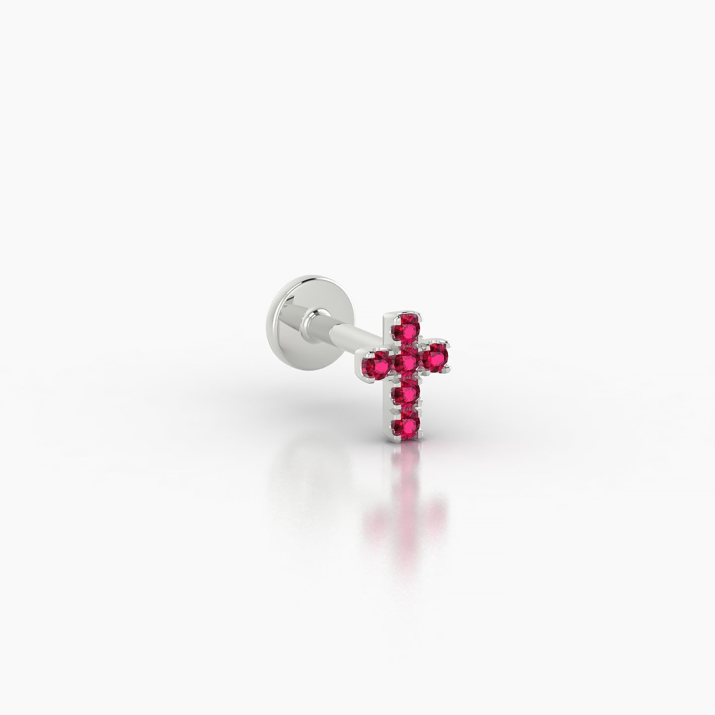 Junon | 18k White Gold 5 mm 5 mm Cross Ruby Nostril Piercing