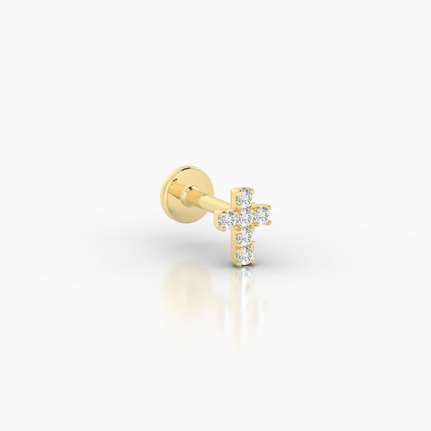 Junon | 18k Yellow Gold 5 mm 5 mm Cross Diamond Nostril Piercing