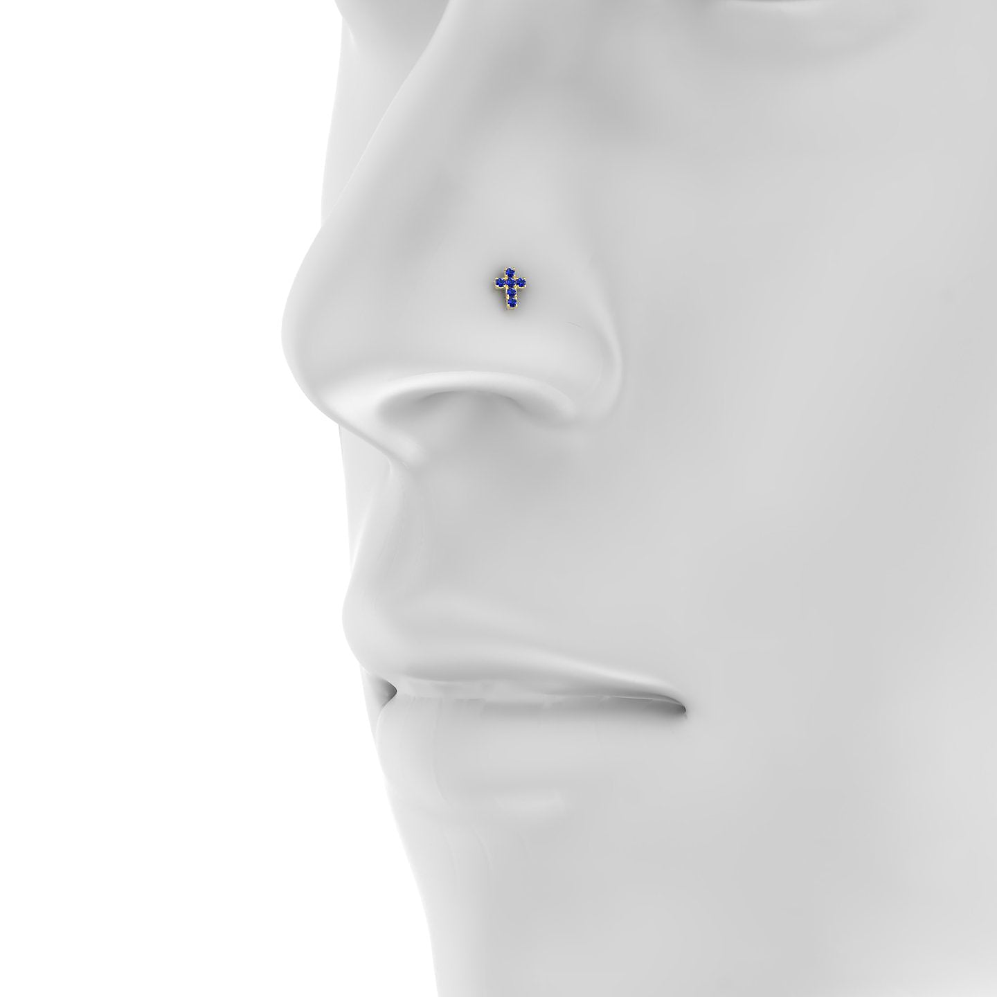 Junon | 18k Yellow Gold 5 mm 5 mm Cross Sapphire Nostril Piercing