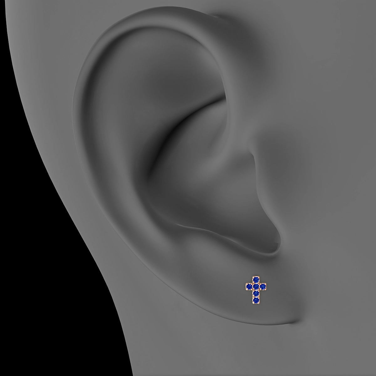 Junon | 18k Rose Gold 5 mm 5 mm Cross Sapphire Piercing