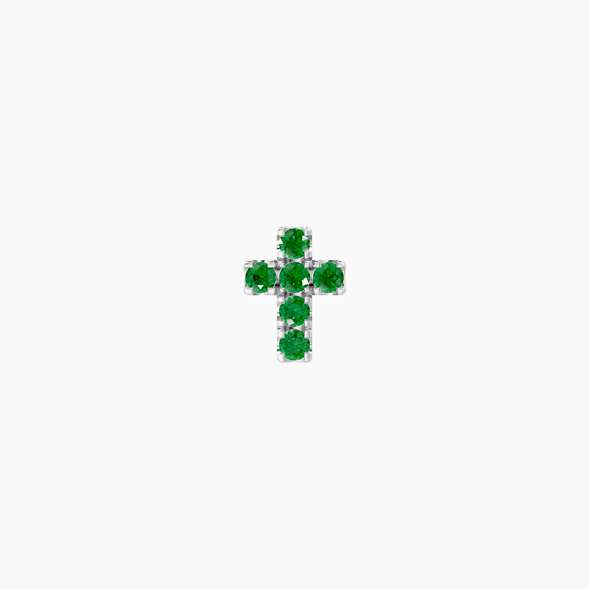 Junon | 18k White Gold 5 mm 5 mm Cross Emerald Piercing