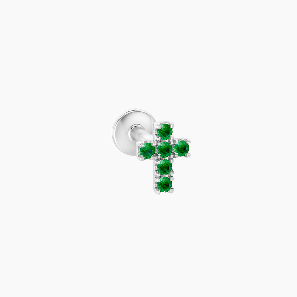 Junon | 18k White Gold 5 mm 5 mm Cross Emerald Piercing