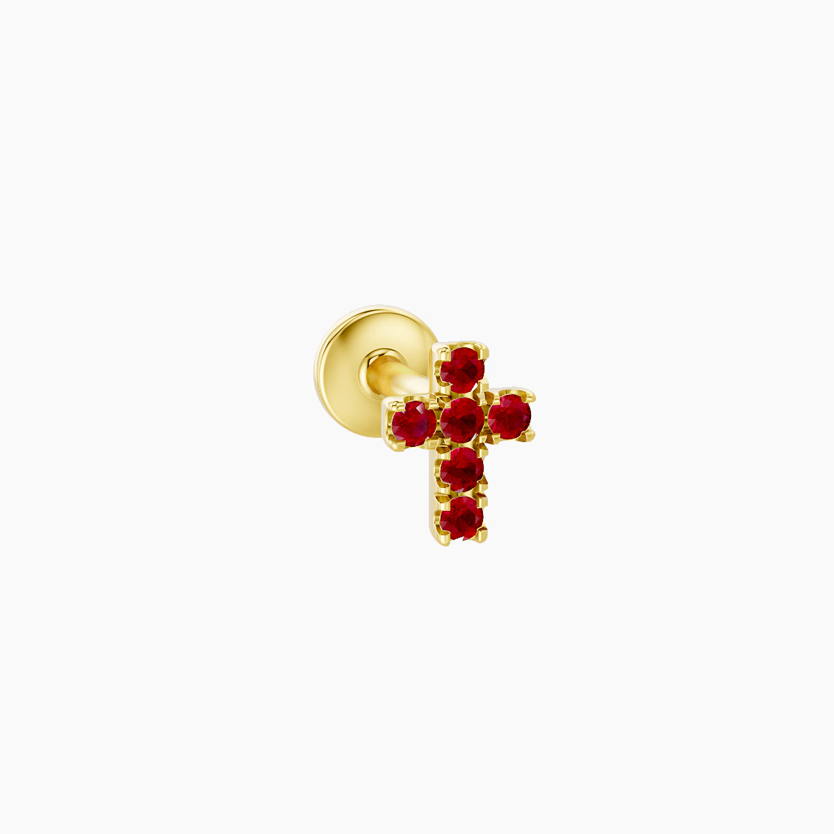 Junon | 18k Yellow Gold 5 mm 5 mm Cross Ruby Piercing