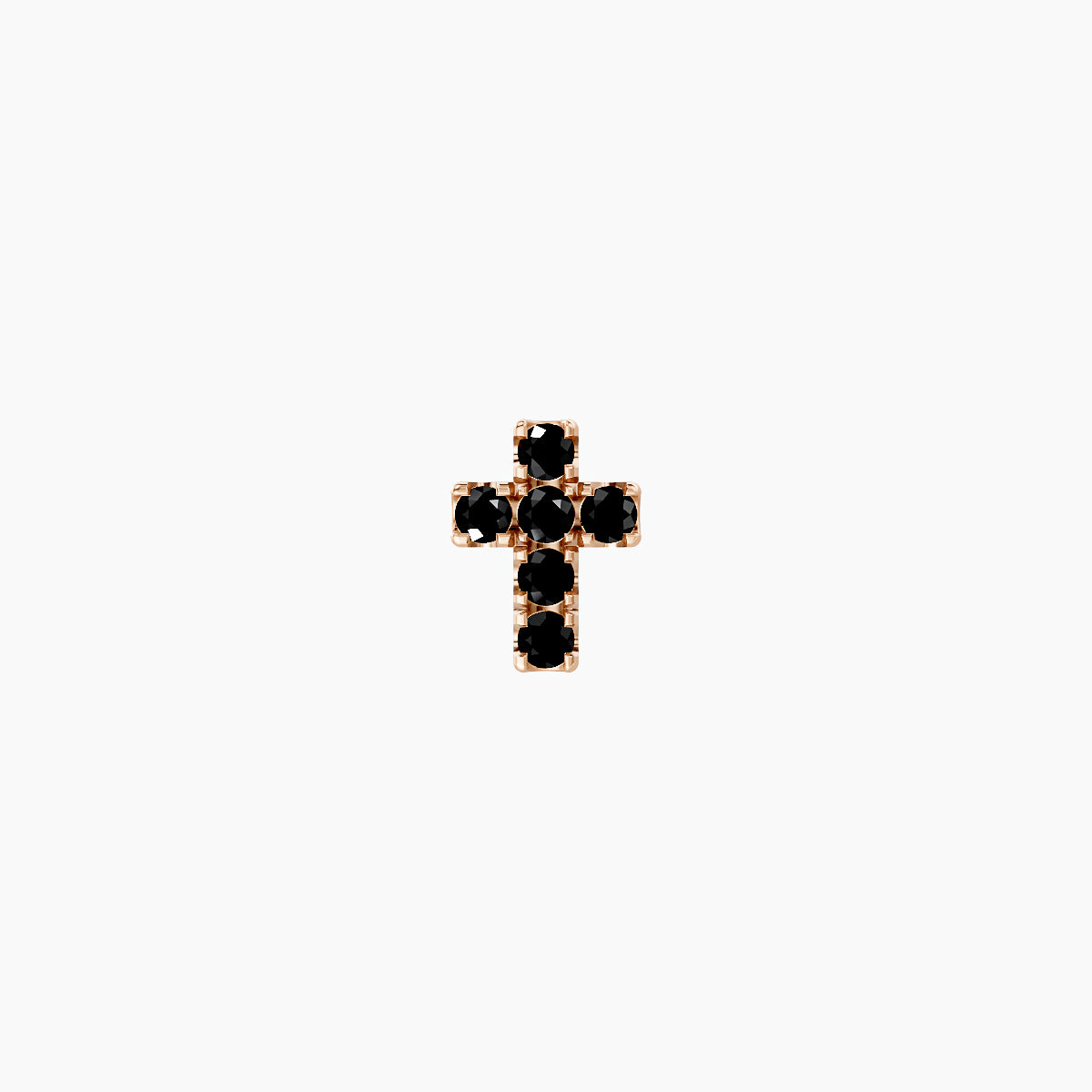 Junon | 18k Rose Gold 6.5 mm 5 mm Cross Black Diamond Nose Piercing