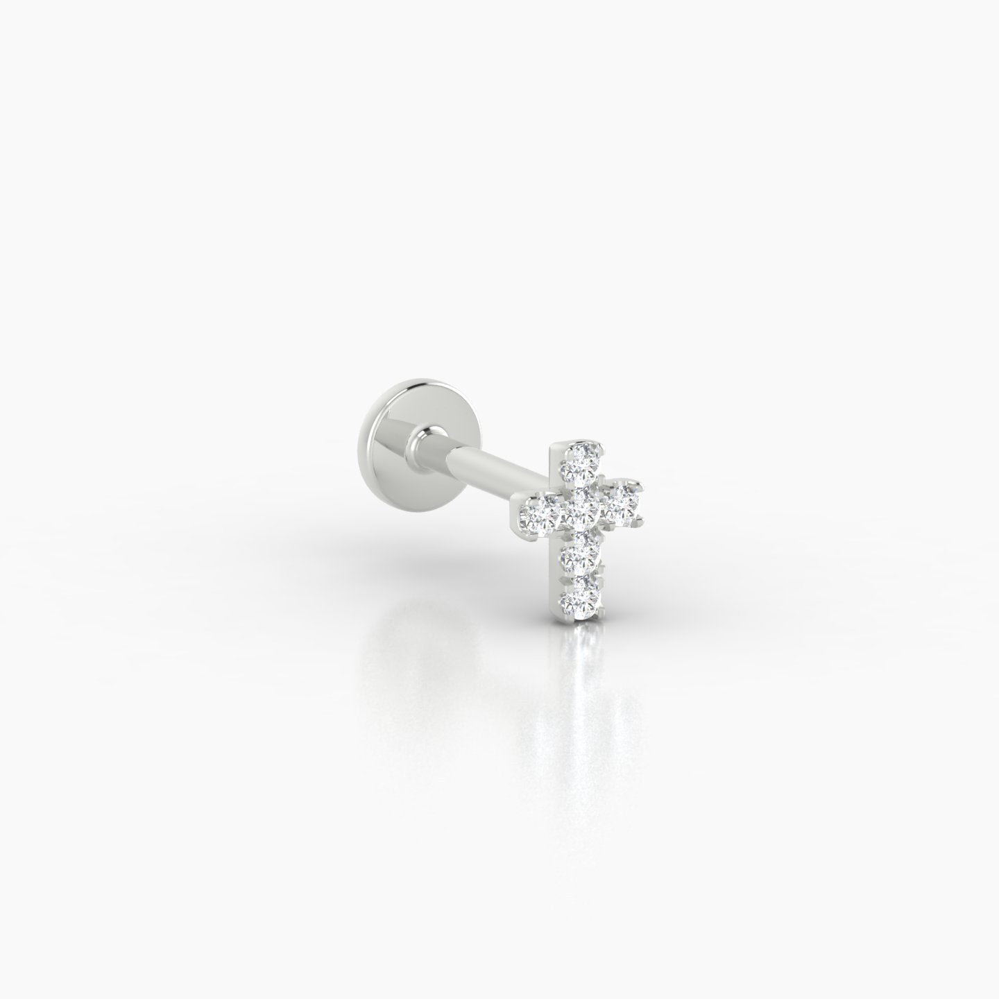 Junon | 18k White Gold 5 mm 6.5 mm Cross Diamond Nostril Piercing