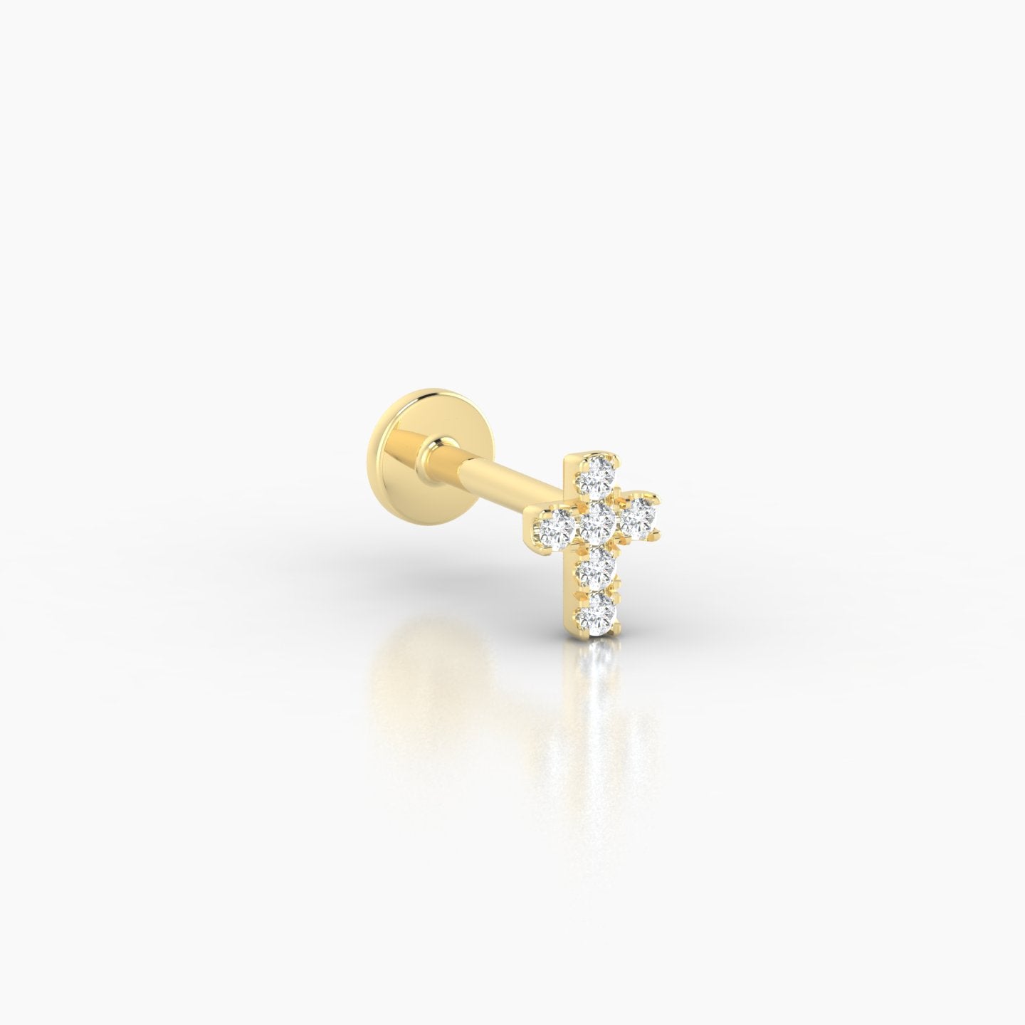 Junon | 18k Yellow Gold 5 mm 6.5 mm Cross Diamond Nostril Piercing