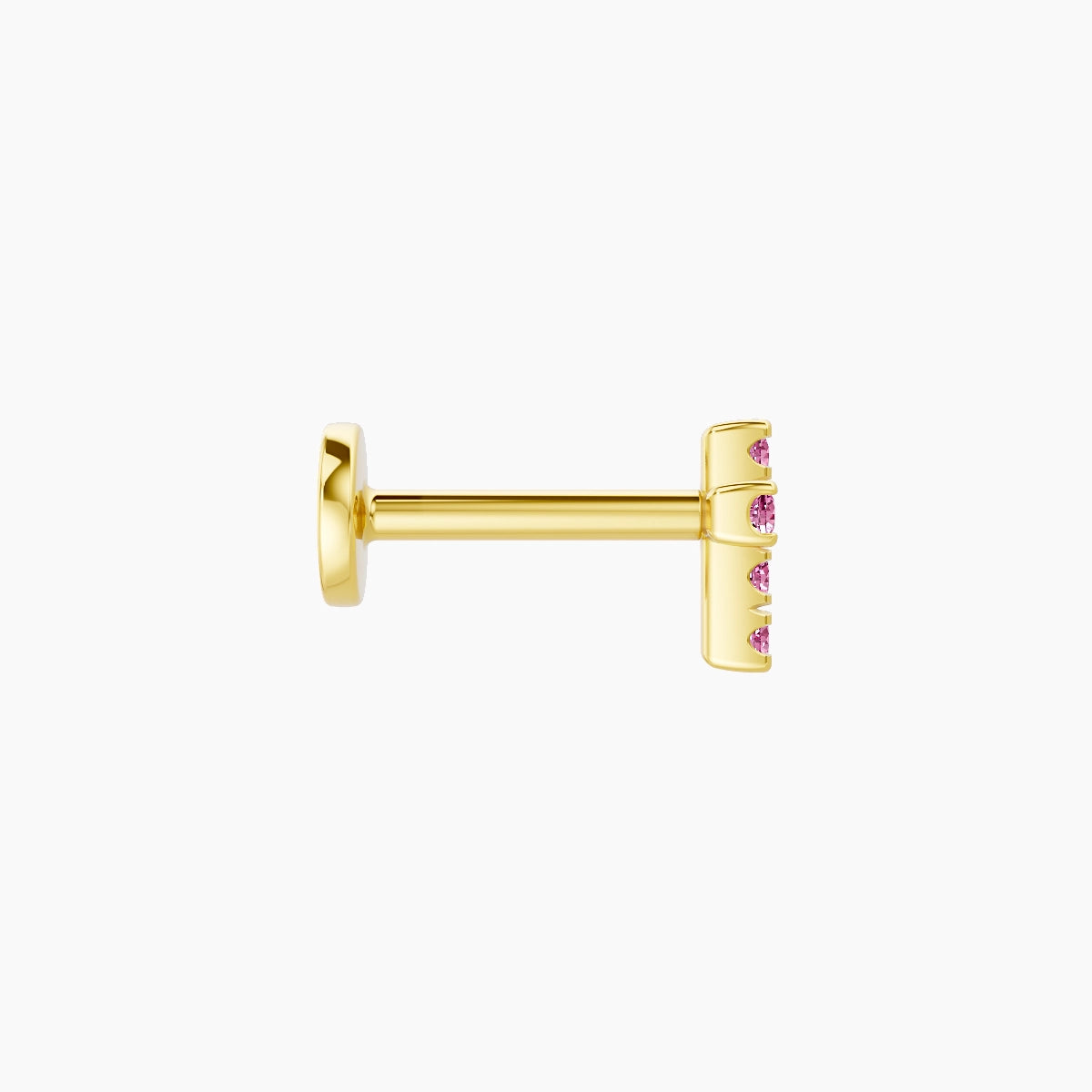 Junon | 18k Yellow Gold 6.5 mm 5 mm Cross Pink Sapphire Piercing