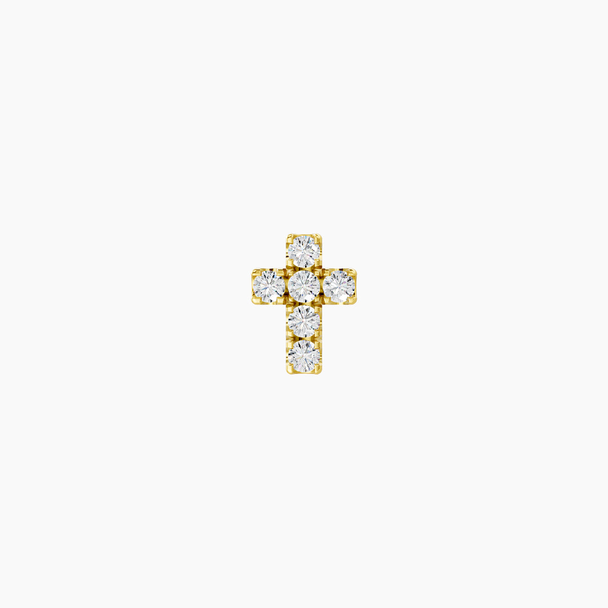 Junon | 18k Yellow Gold 5 mm 8 mm Cross Diamond Nose Piercing