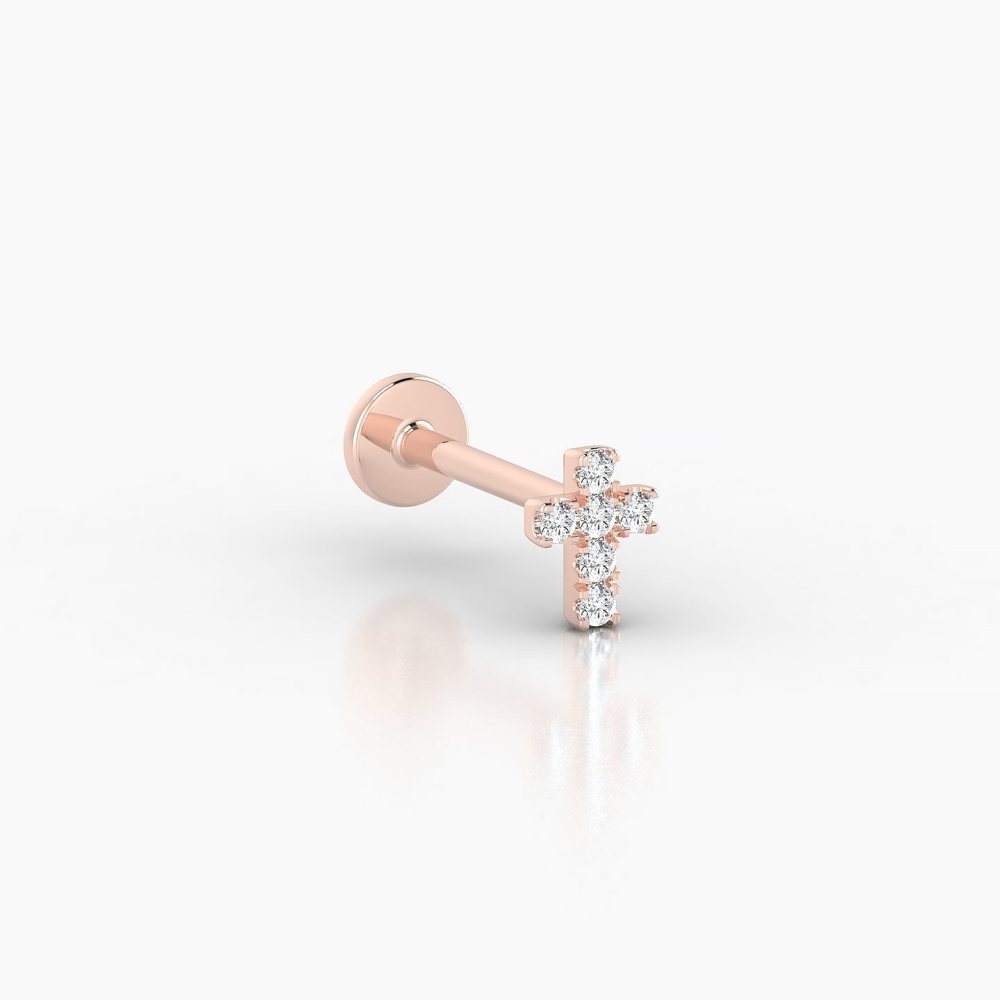 Junon | 18k Rose Gold 5 mm 8 mm Cross Diamond Nostril Piercing