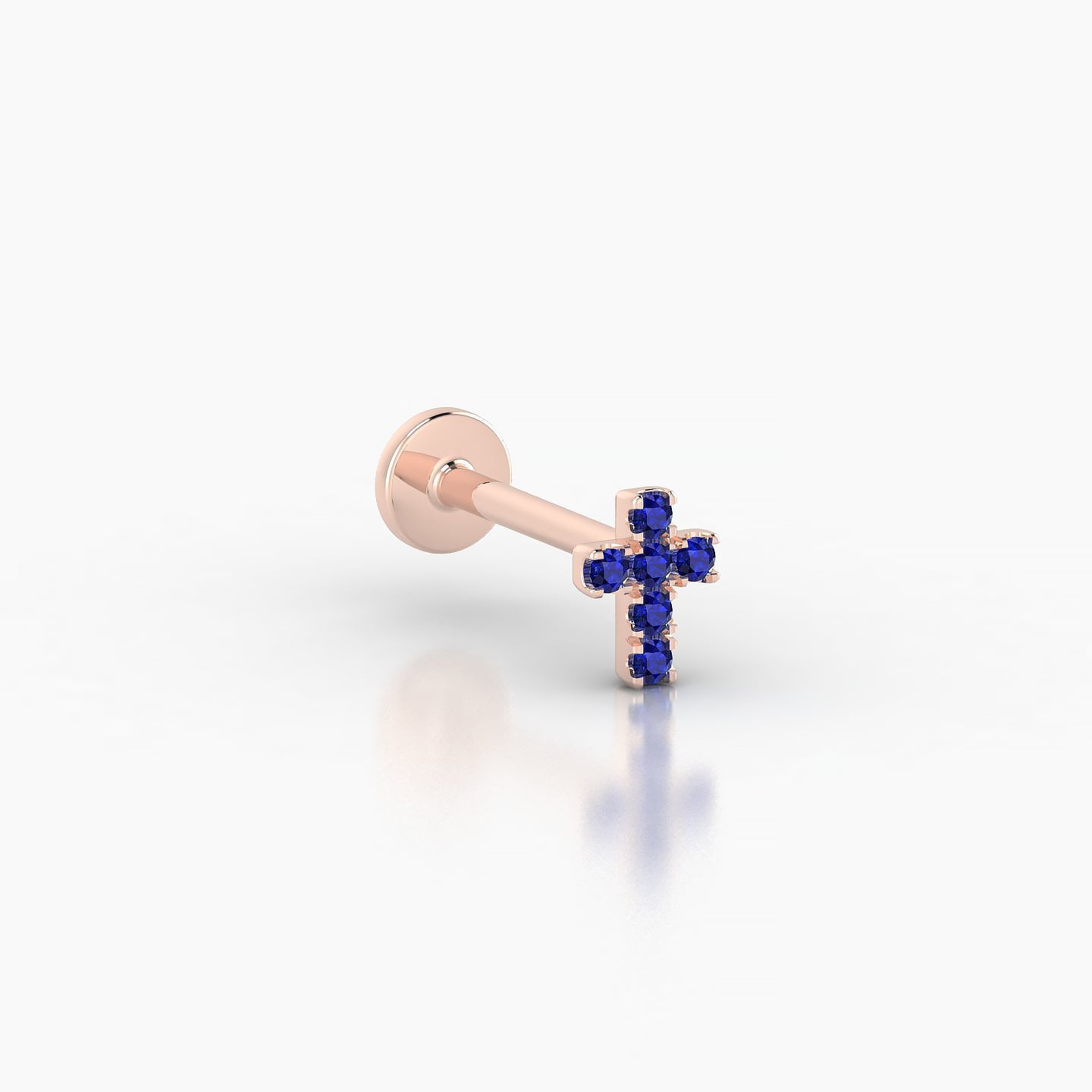 Junon | 18k Rose Gold 8 mm 5 mm Cross Sapphire Nostril Piercing