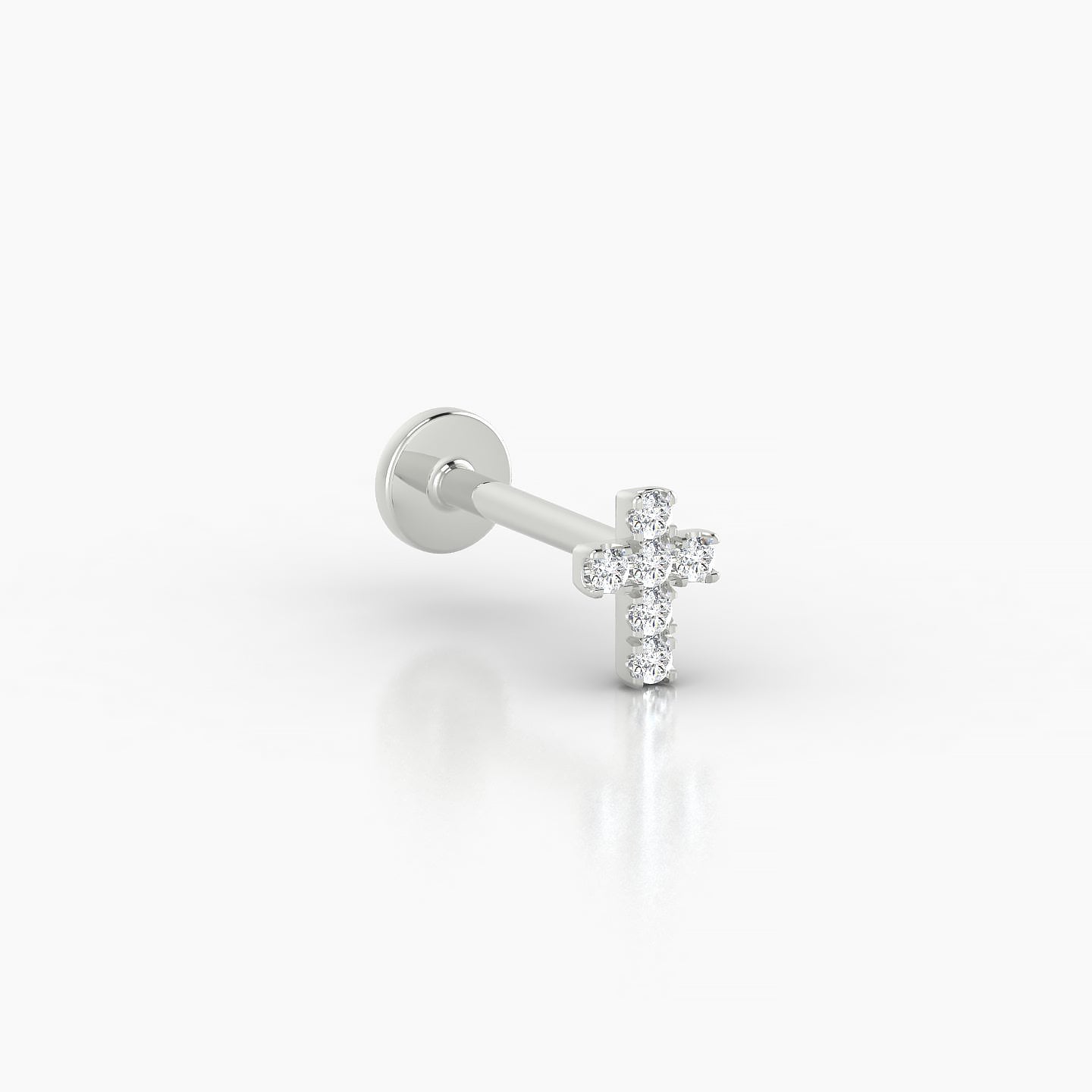 Junon | 18k White Gold 5 mm 8 mm Cross Diamond Nostril Piercing