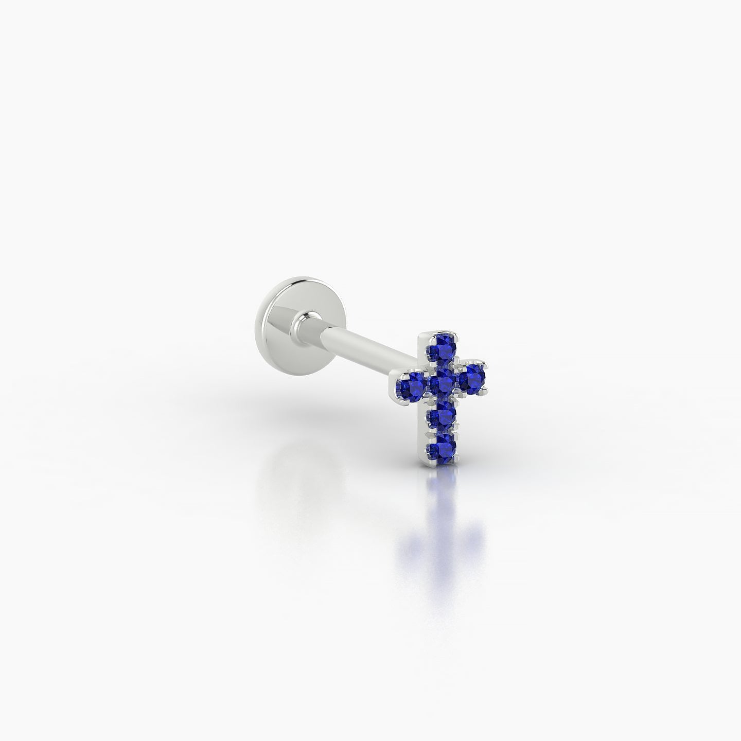 Junon | 18k White Gold 8 mm 5 mm Cross Sapphire Nostril Piercing