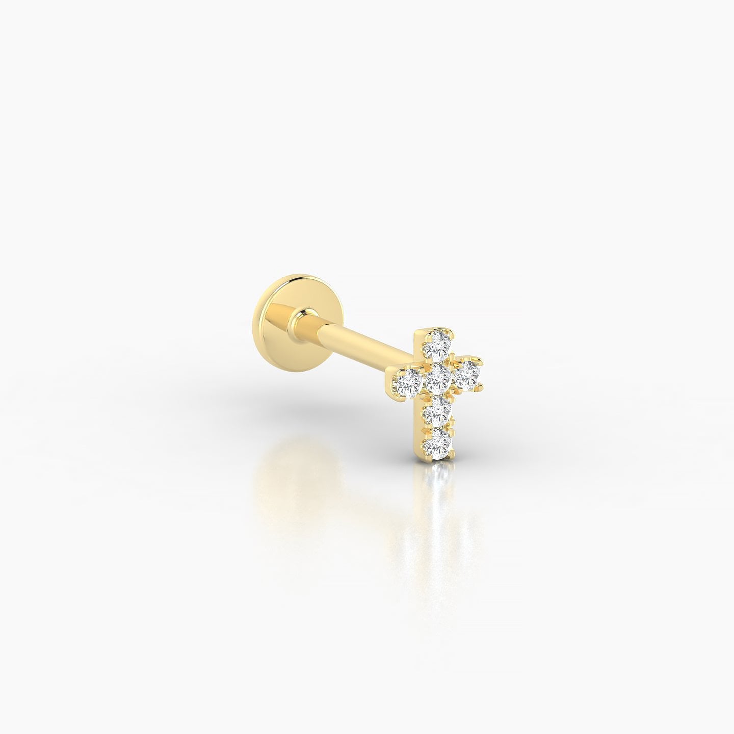 Junon | 18k Yellow Gold 5 mm 8 mm Cross Diamond Nostril Piercing