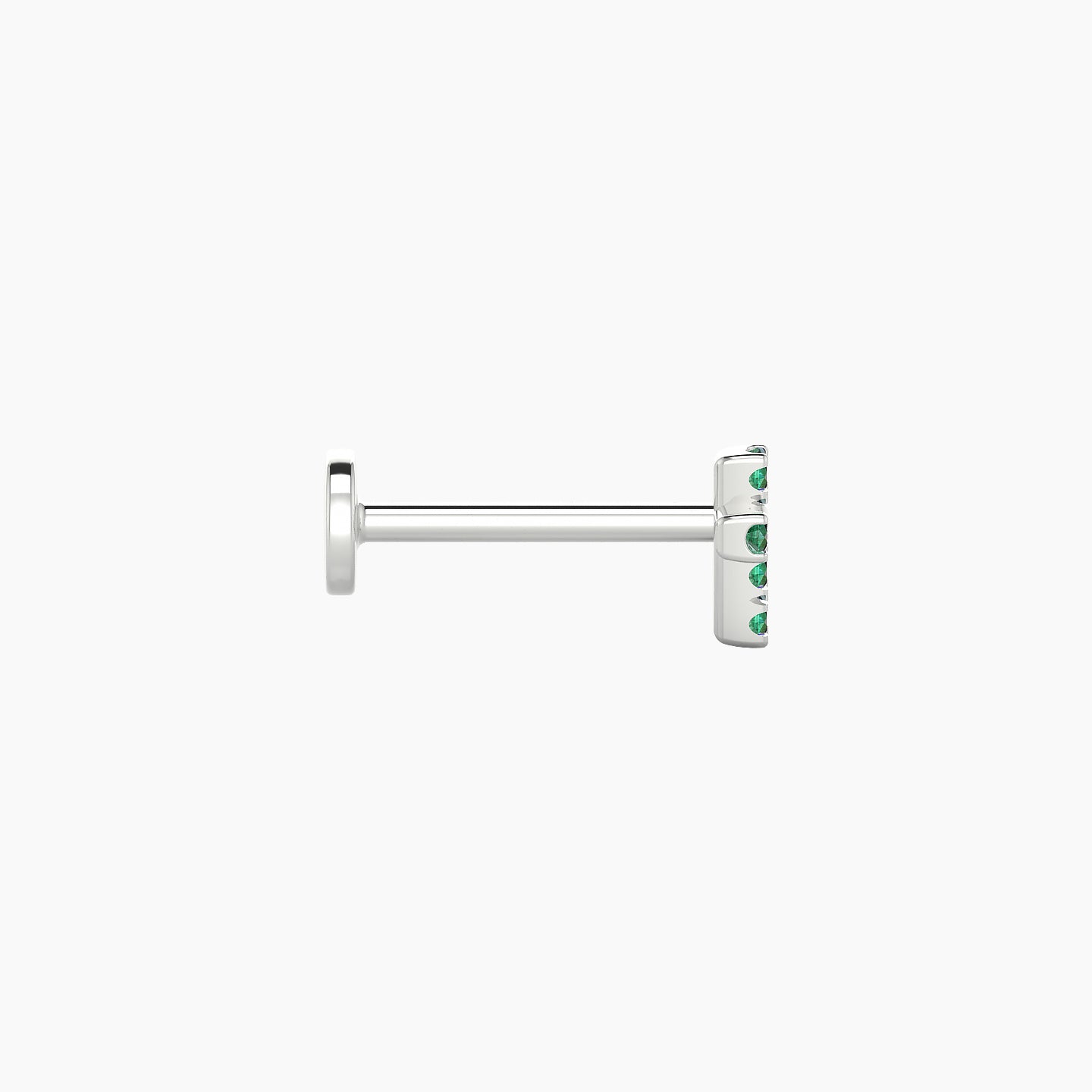 Junon | 18k White Gold 8 mm 5 mm Cross Emerald Nostril Piercing