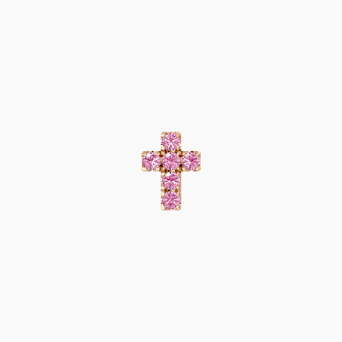Junon | 18k Rose Gold 8 mm 5 mm Cross Pink Sapphire Piercing