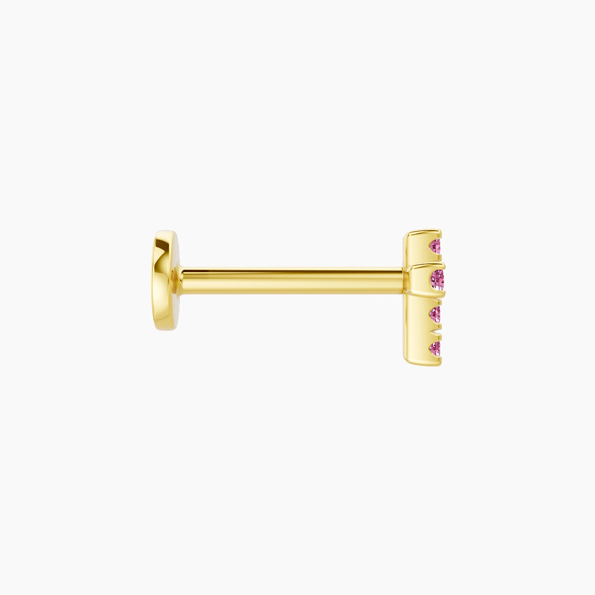 Junon | 18k Yellow Gold 8 mm 5 mm Cross Pink Sapphire Piercing