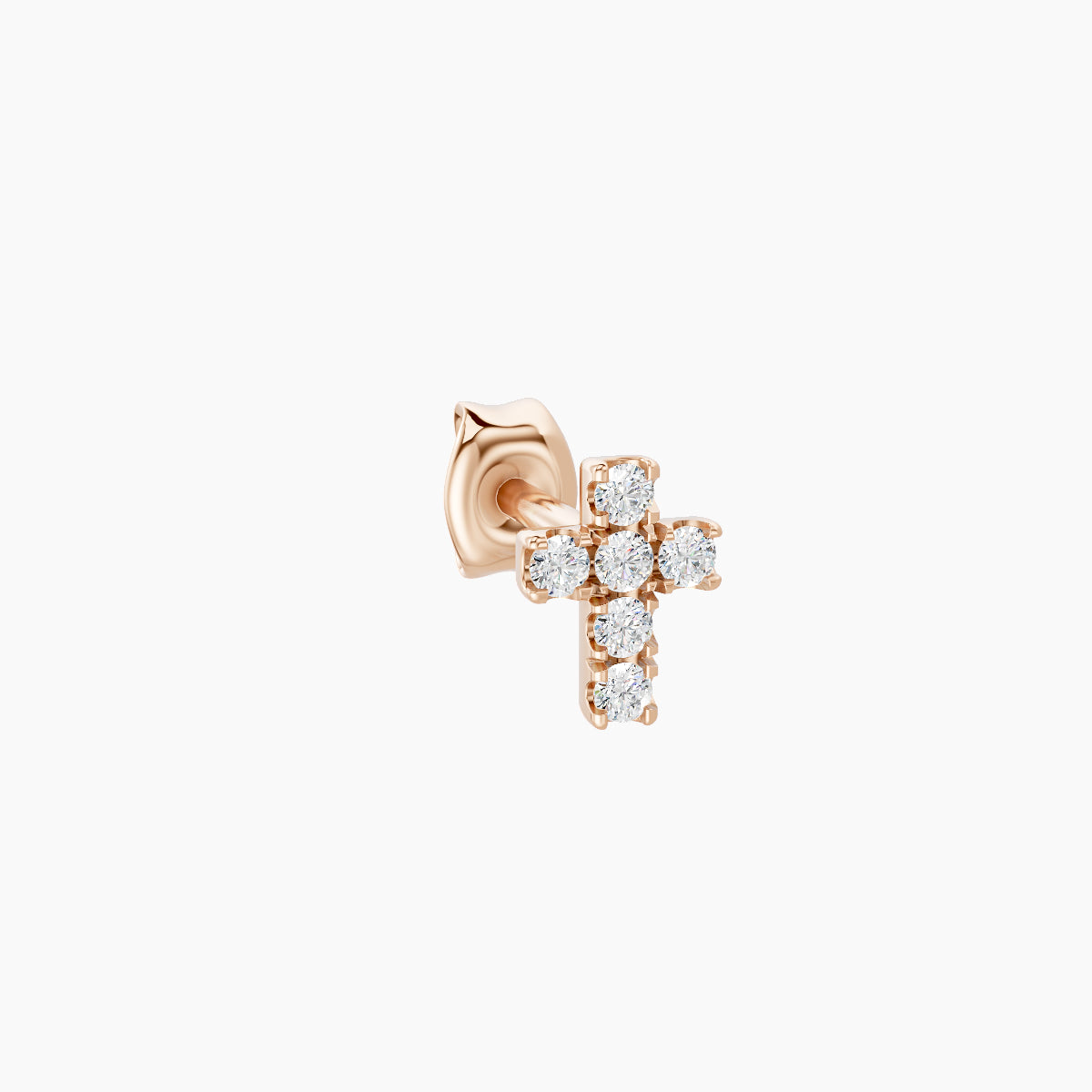 Junon | 18k Rose Gold 5 mm Cross Diamond Earring