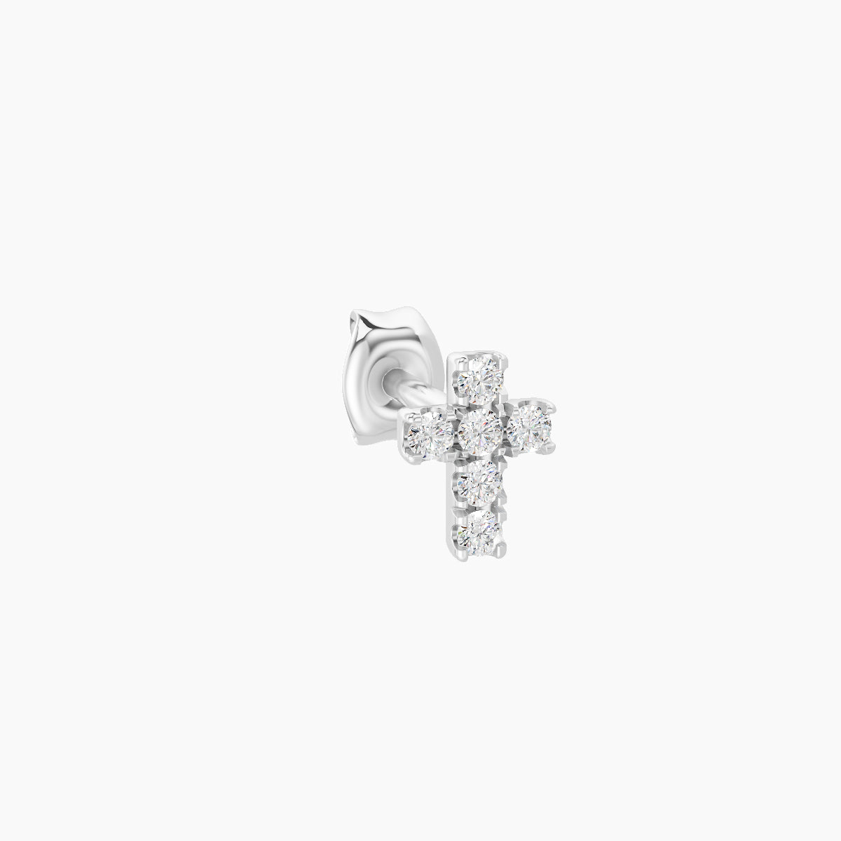 Junon | 18k White Gold 5 mm Cross Diamond Earring