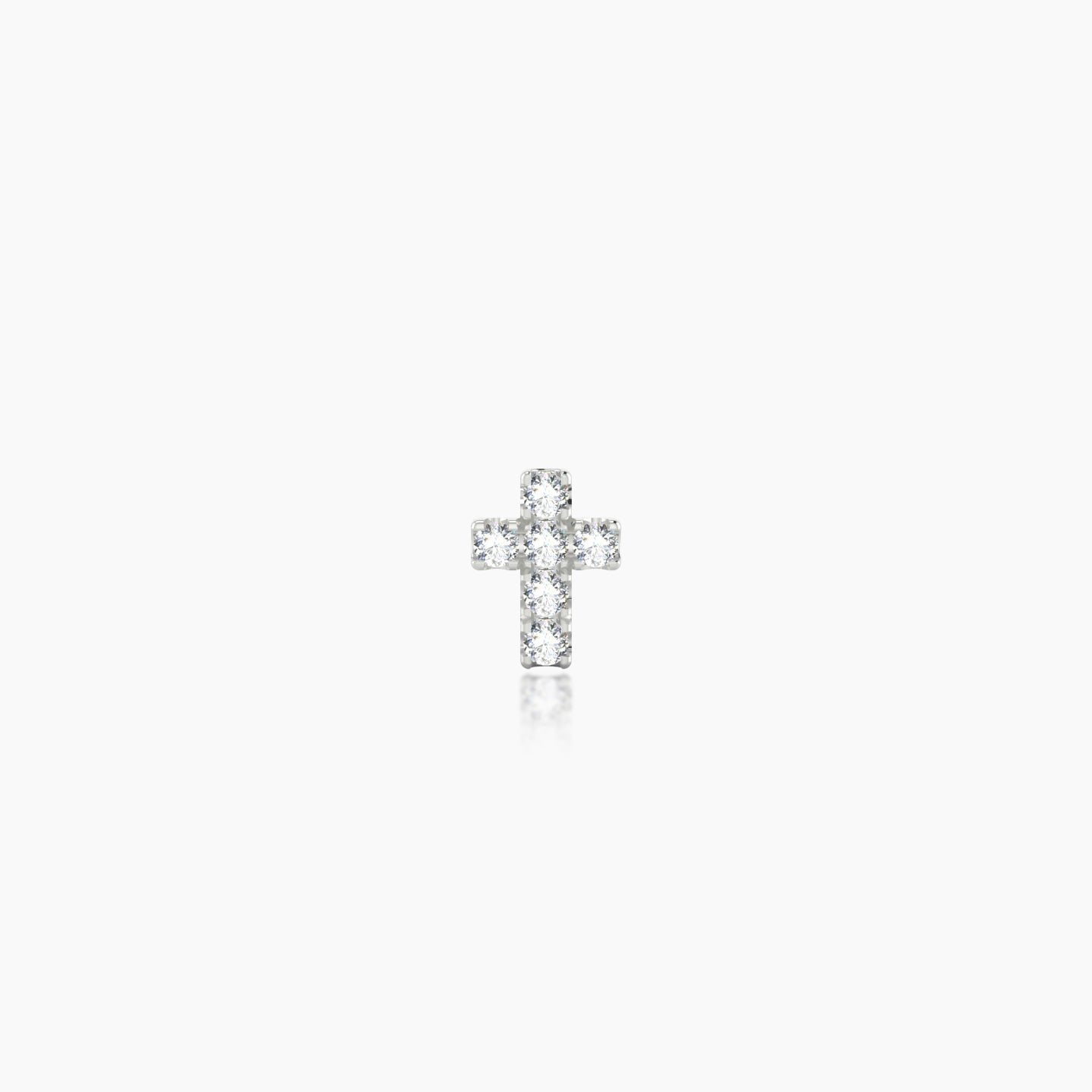 Junon | 18k White Gold 5 mm Cross Diamond Nostril Piercing