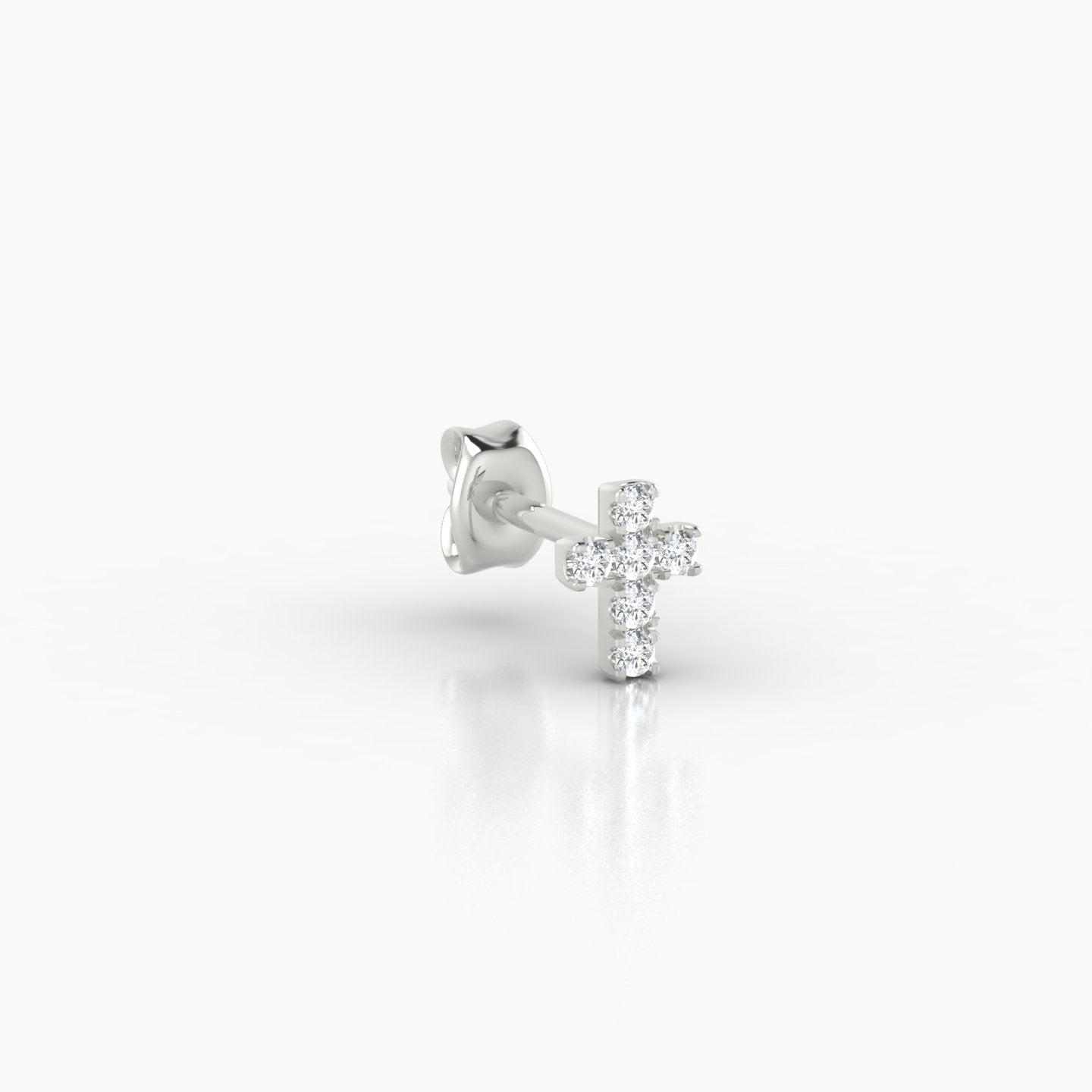 Junon | 18k White Gold 5 mm Cross Diamond Earring